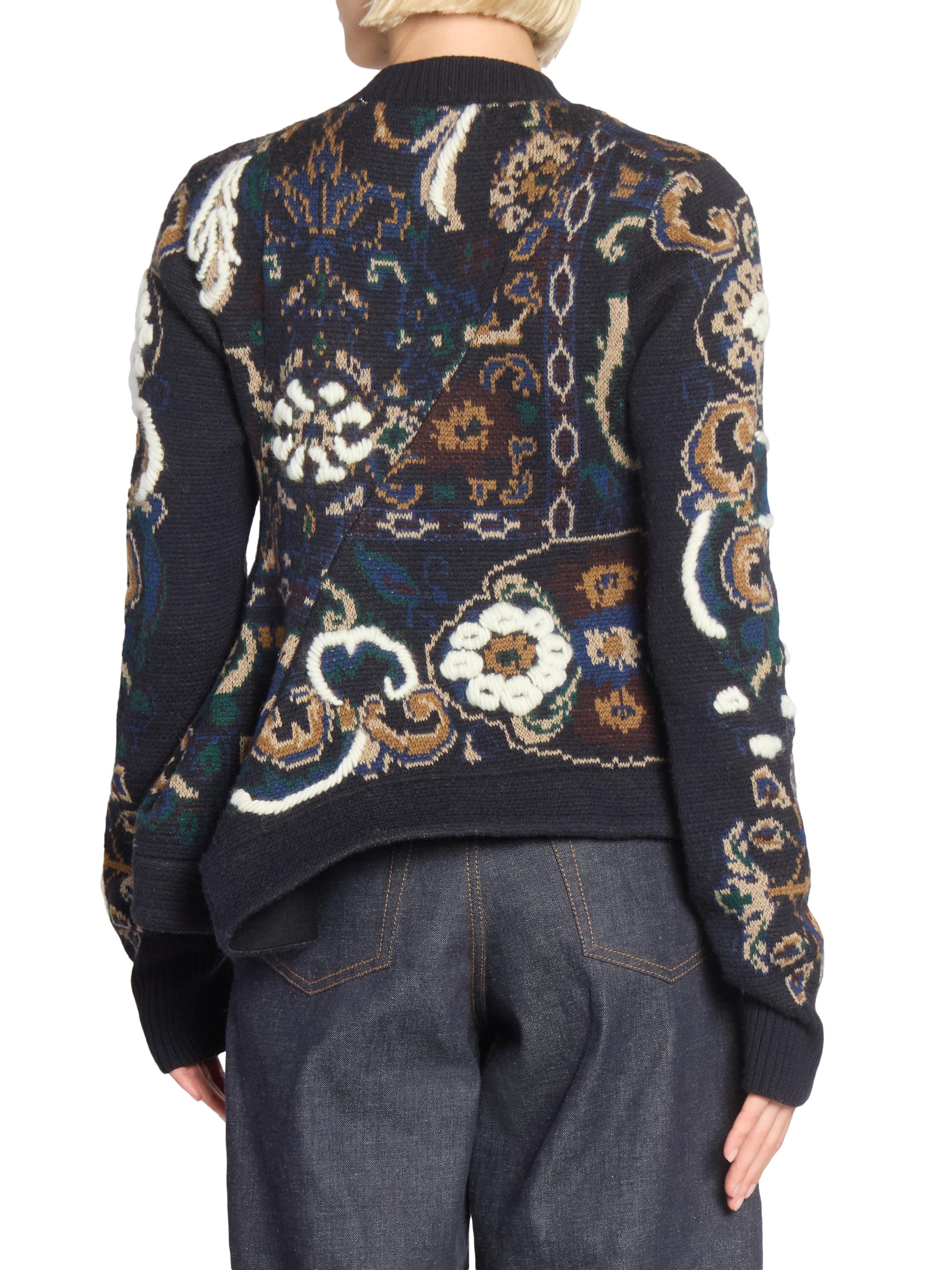 Sacai ​Floral Jacquard Knit Asymmetrical Sweater | Saks Fifth Avenue