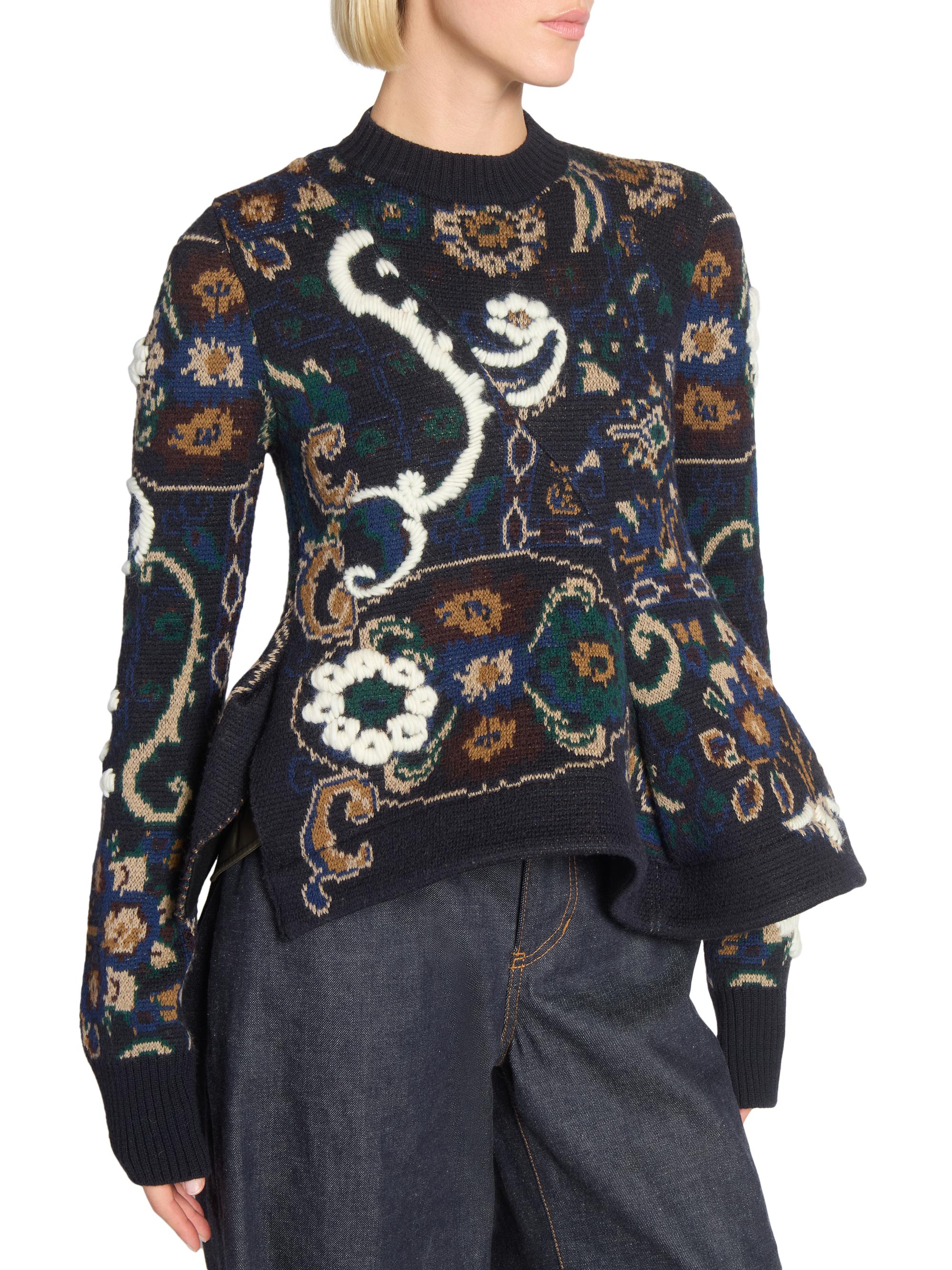 sacai アシンメトリー ニット トップス ネイティブ柄 Sacai ​Floral Jacquard Knit Asymmetrical Sweater | Saks Fifth Avenue