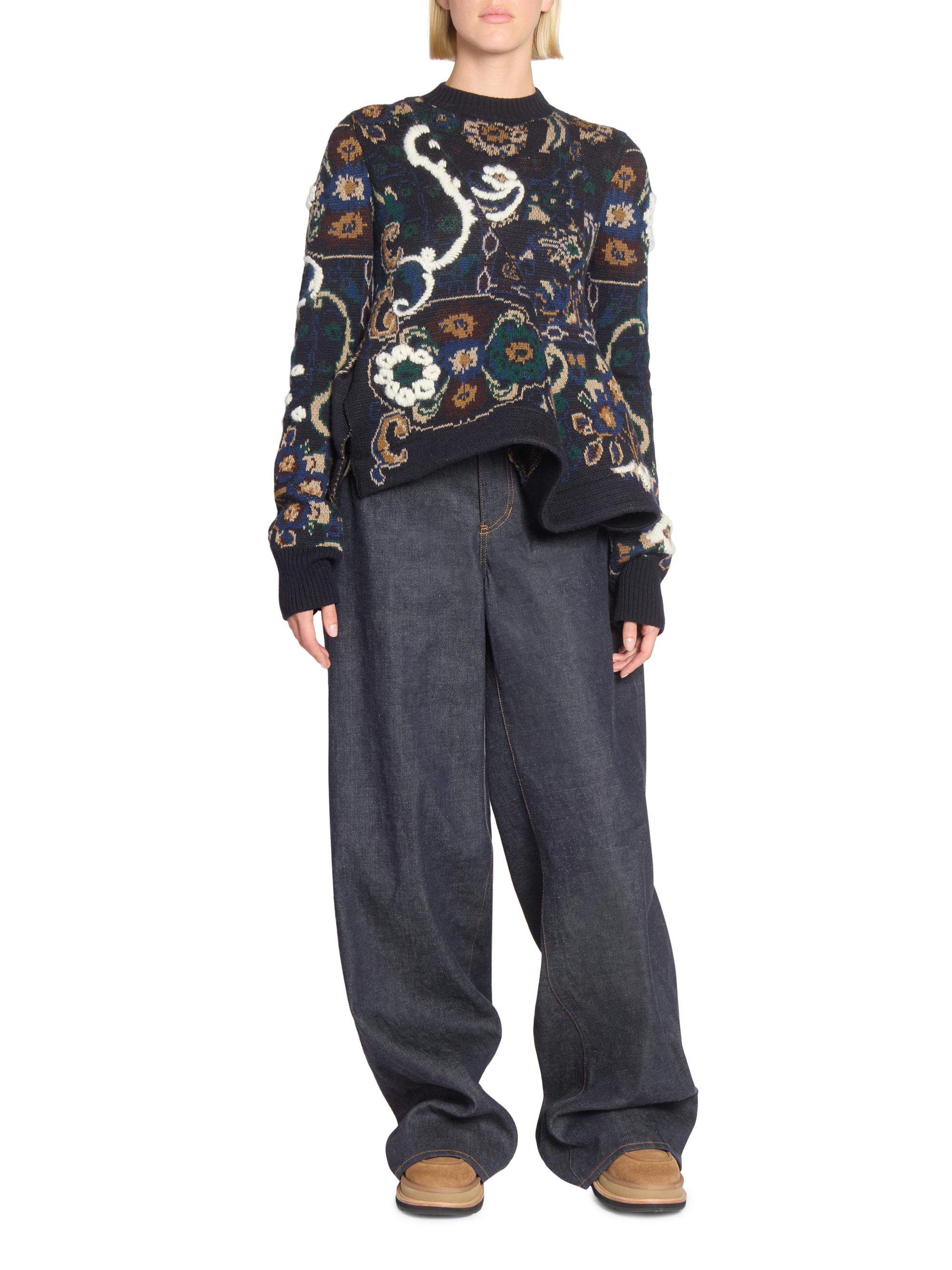 Sacai ​Floral Jacquard Knit Asymmetrical Sweater | Saks Fifth Avenue