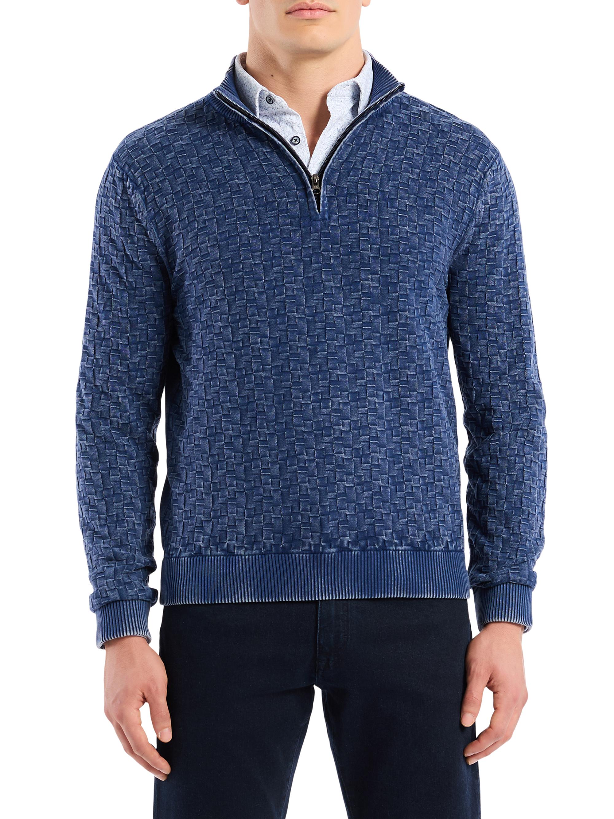Robert Graham Men's Aubin Cotton Quarter-Zip Sweater - Navy