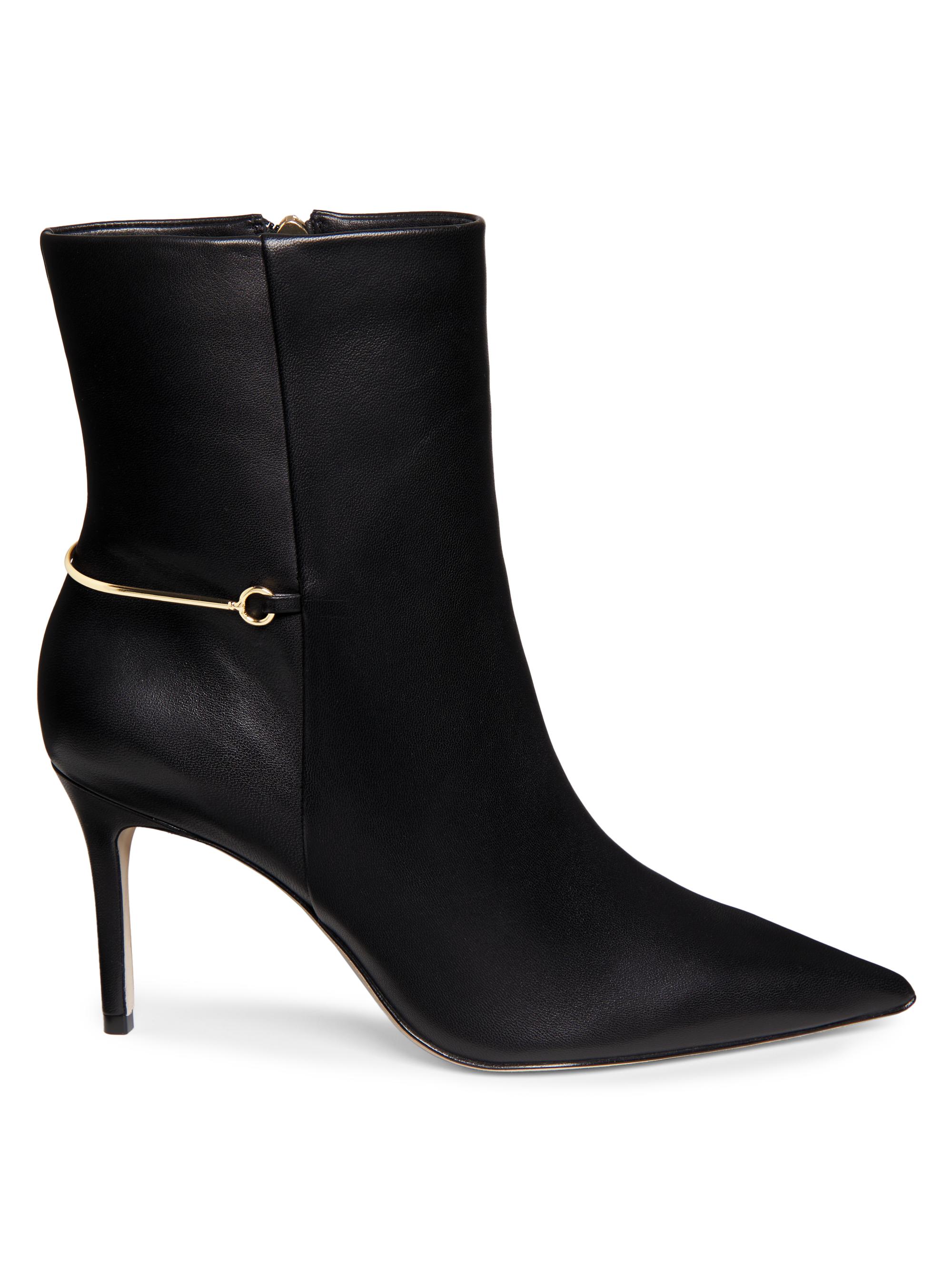 Schutz Mikki 85MM Leather Stiletto Booties | Saks Fifth Avenue