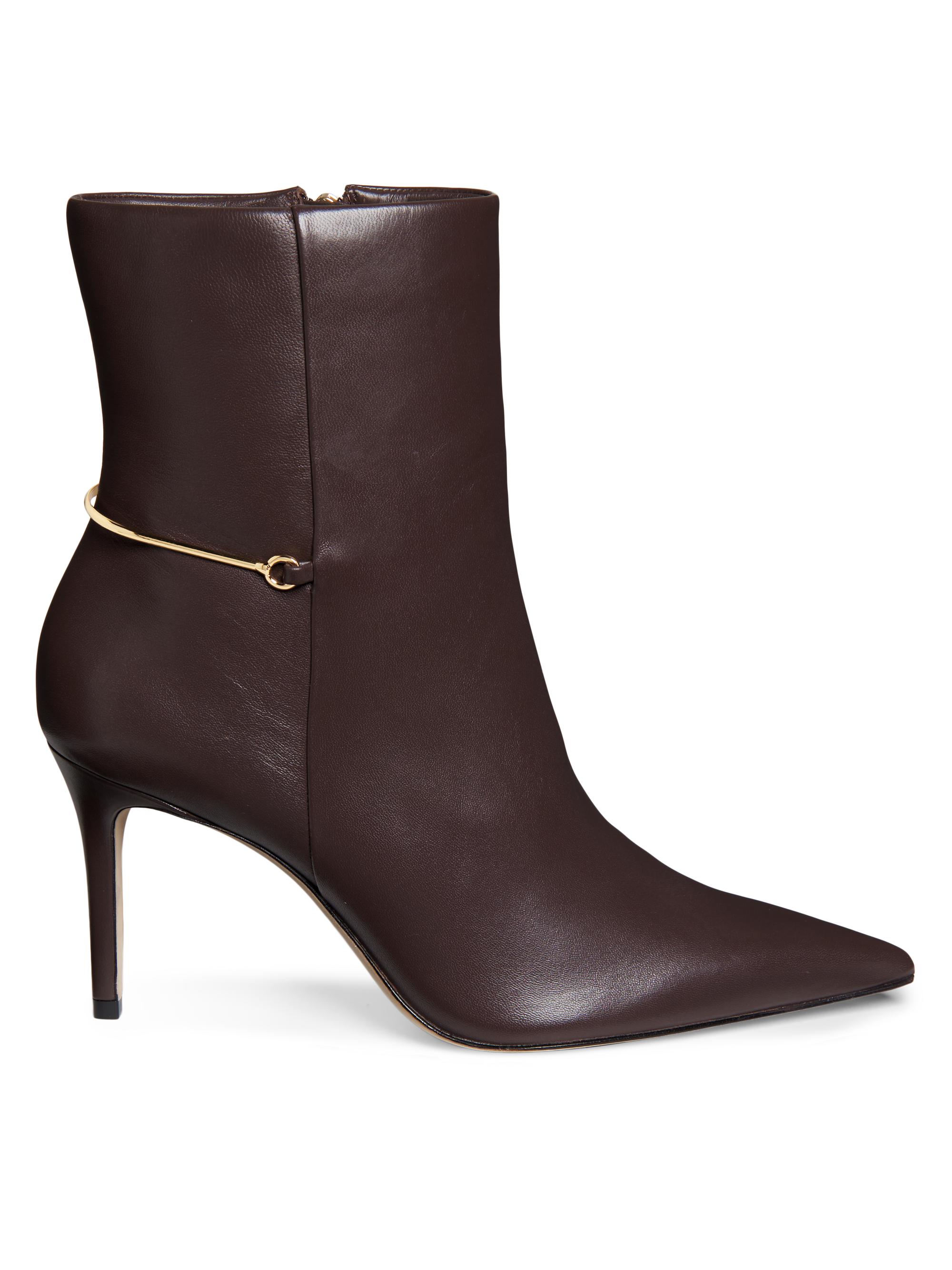 22élevé Women's 85MM Leather Stiletto Booties - Chocolate