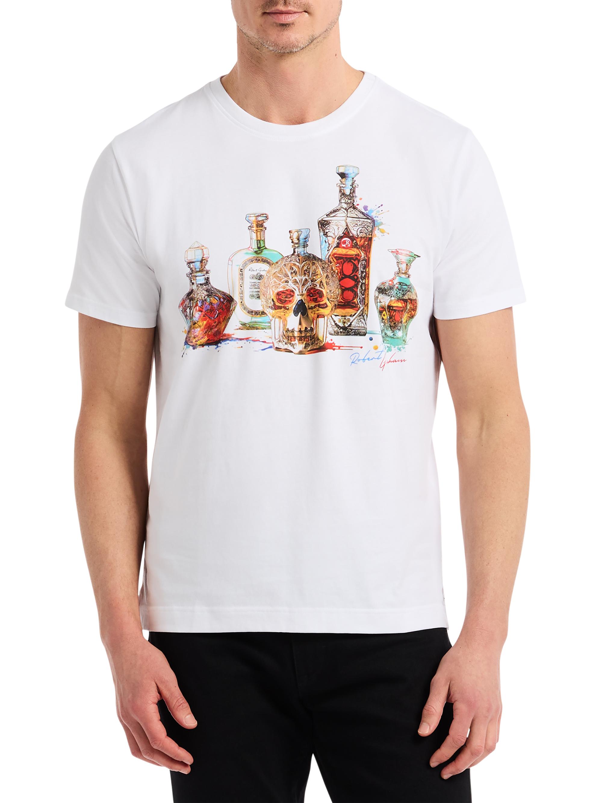 Robert Graham Men's Liquid Skull Graphic T-Shirt - White