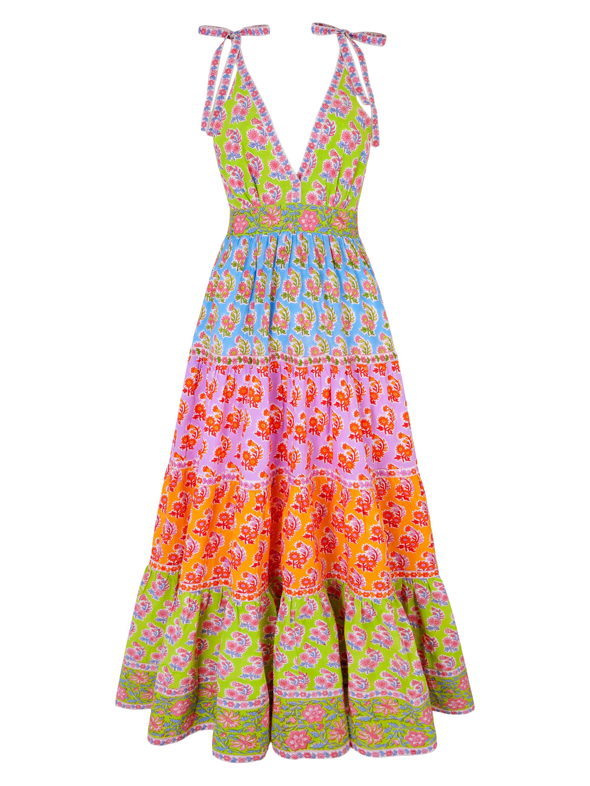 Pink City Prints Women's Rainbow Zinnia Amour Dress - Purple