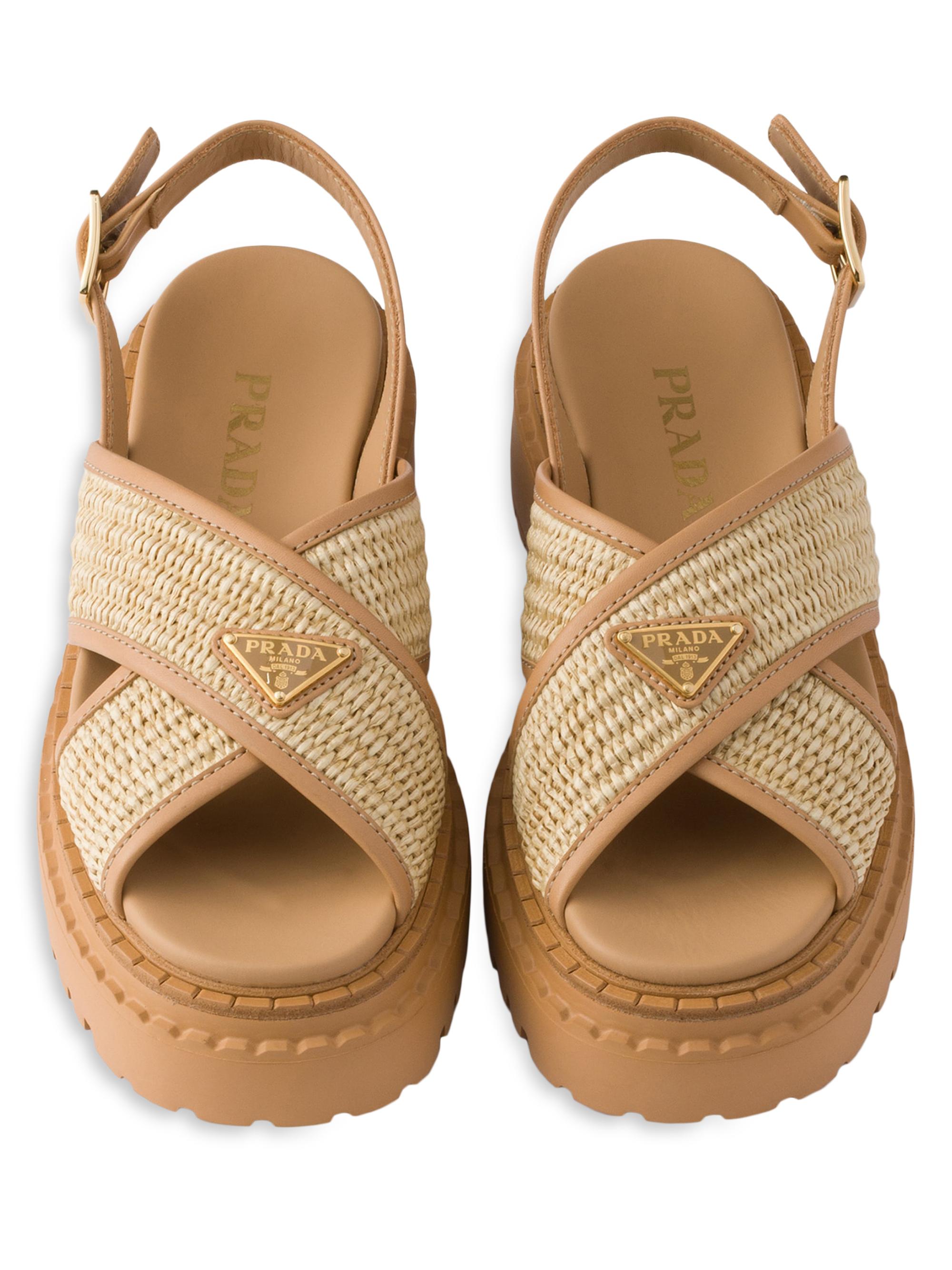 Prada Crochet and Leather Sandals | Saks Fifth Avenue