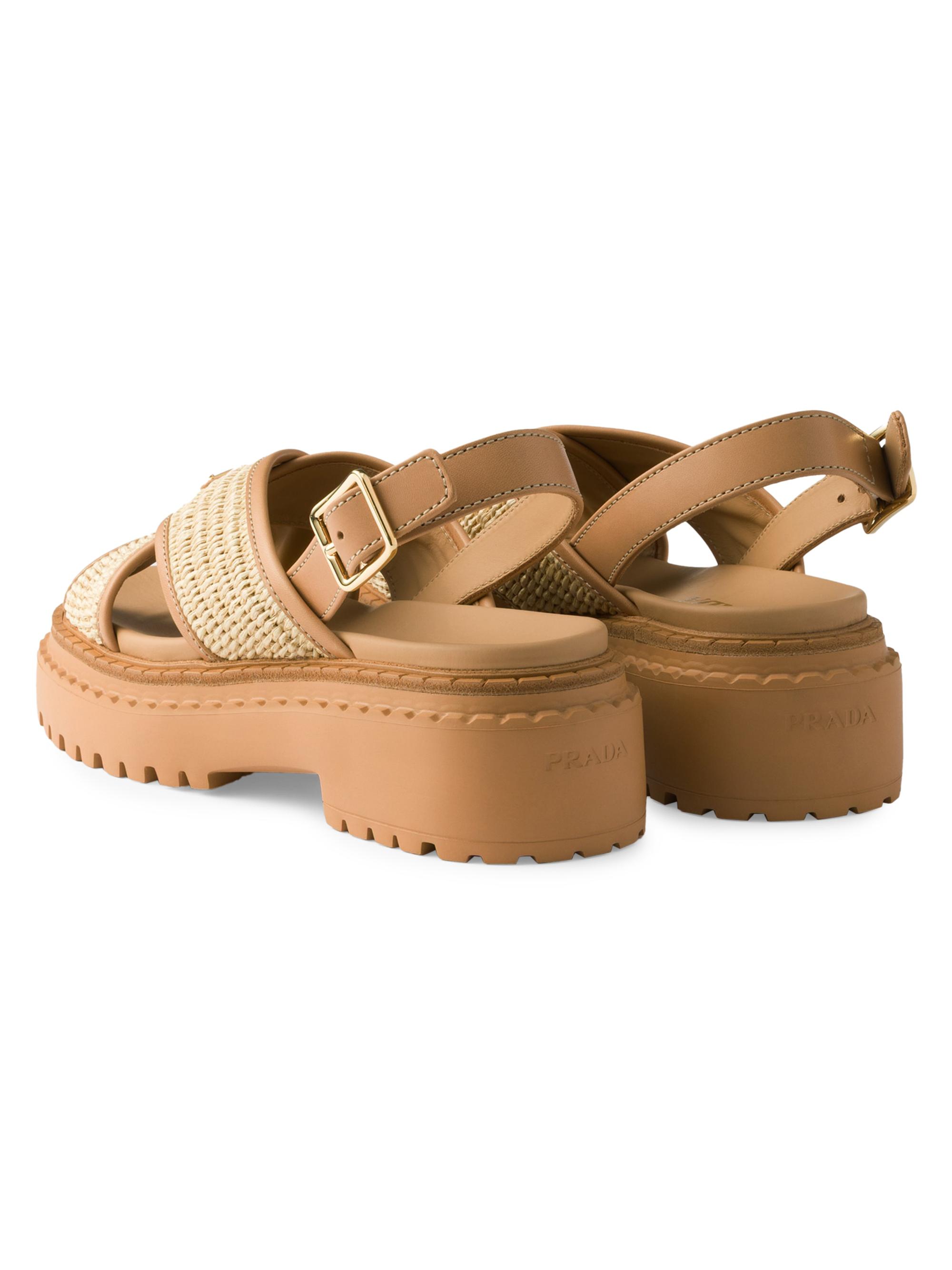 Prada Crochet and Leather Sandals | Saks Fifth Avenue