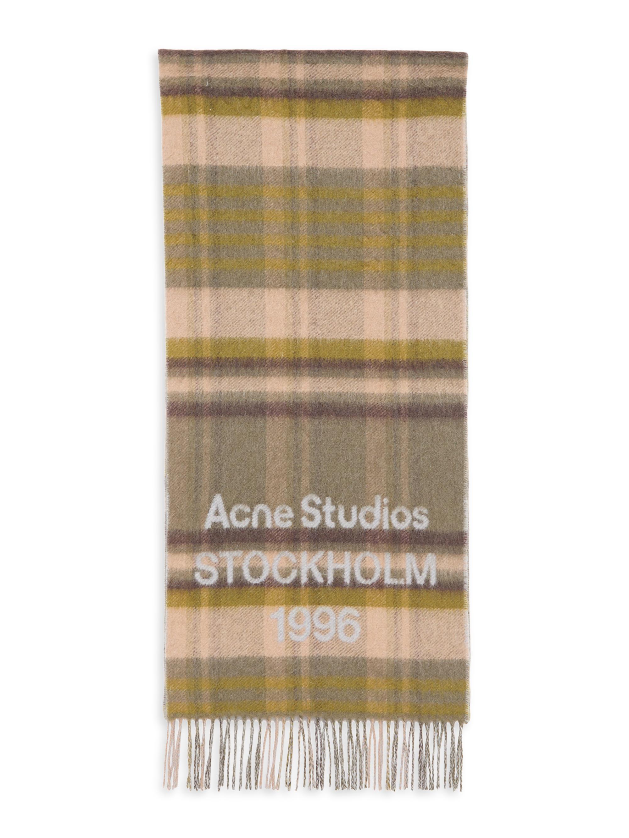 Acne Studios Women's Venus Plaid Wool Blend Scarf - Olive Green Grey