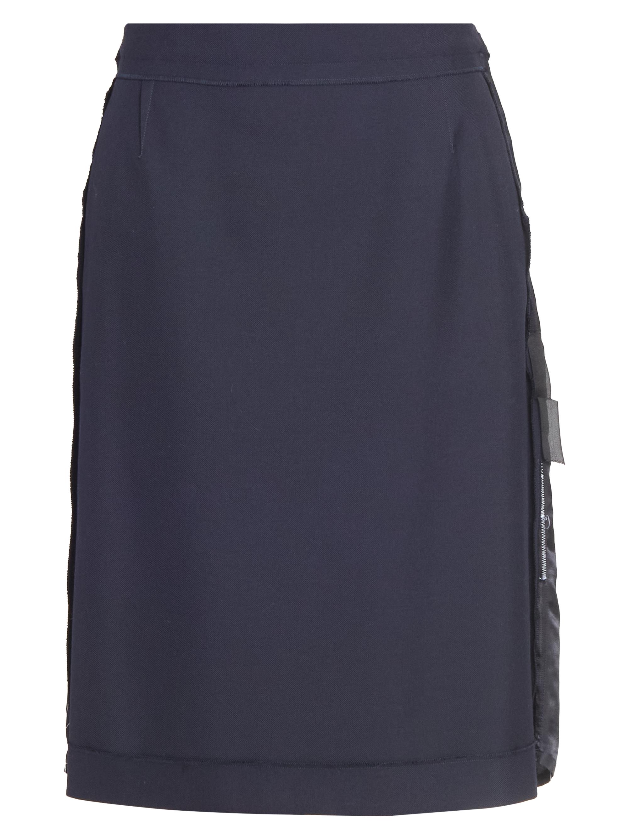 Maison Margiela Women's Inside-Out Mixed-Media Knee-Length Skirt - Blue Navy Blue