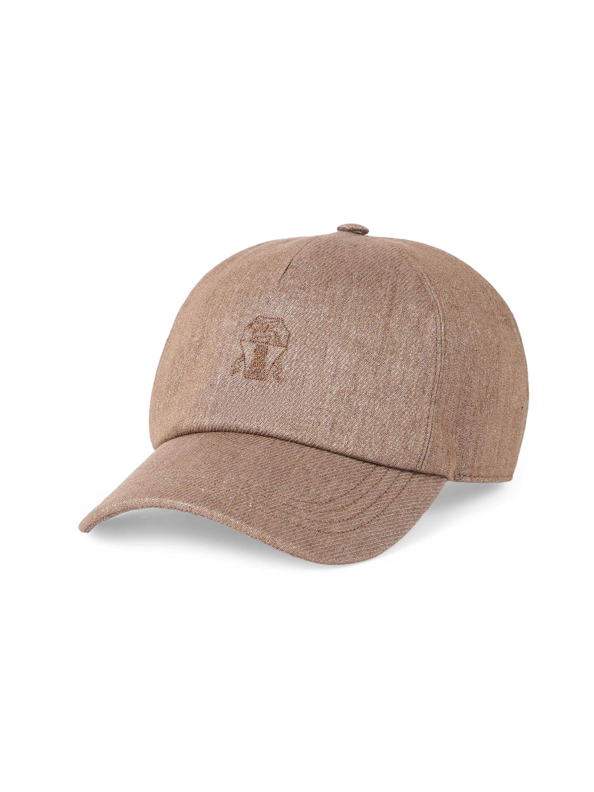 Brunello Cucinelli Women's Sparkling Twill Baseball Cap with Embroidered Logo - Beige