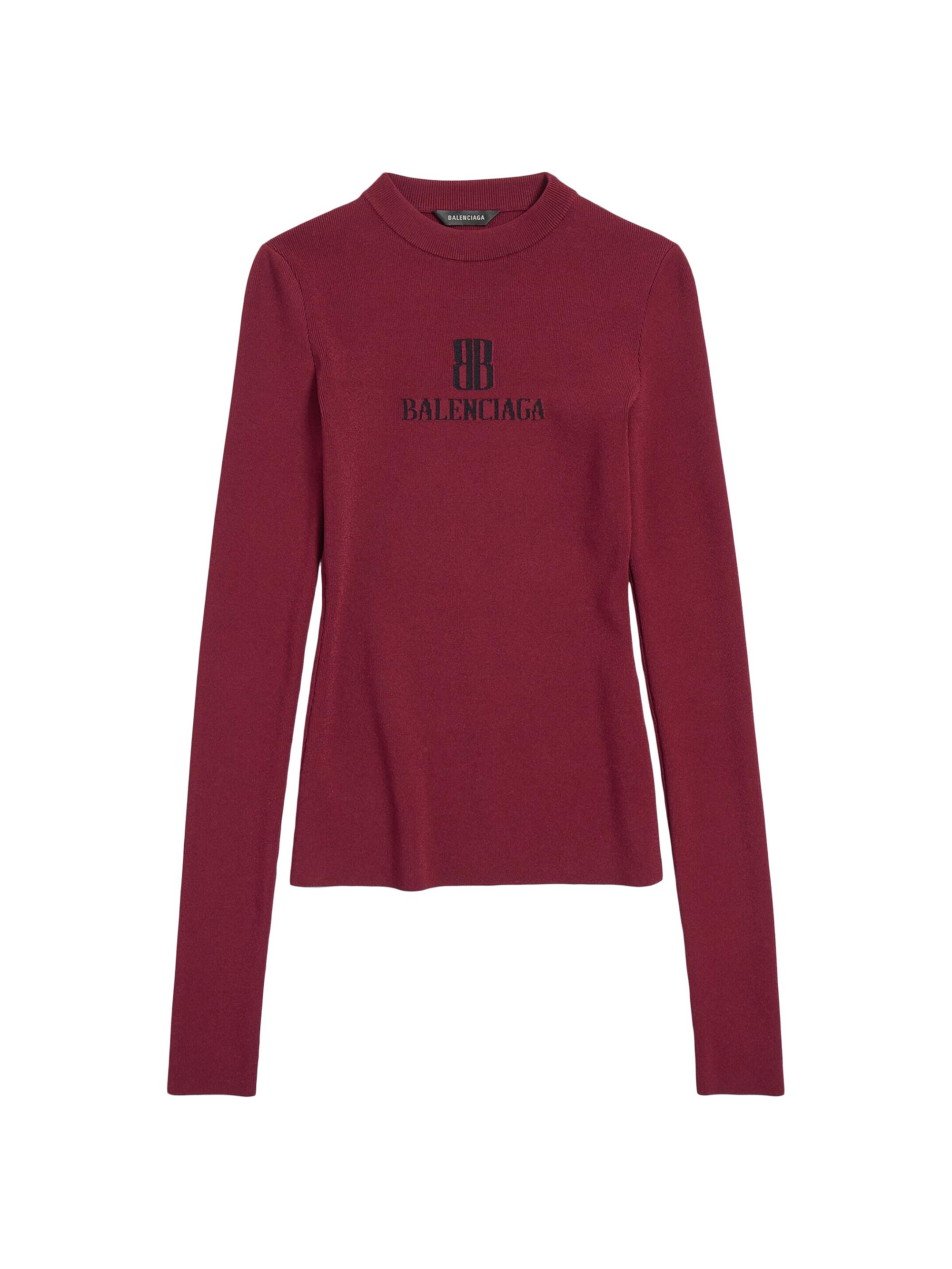 Balenciaga Women's Nano BB Crewneck T-Shirt - Burgundy Black