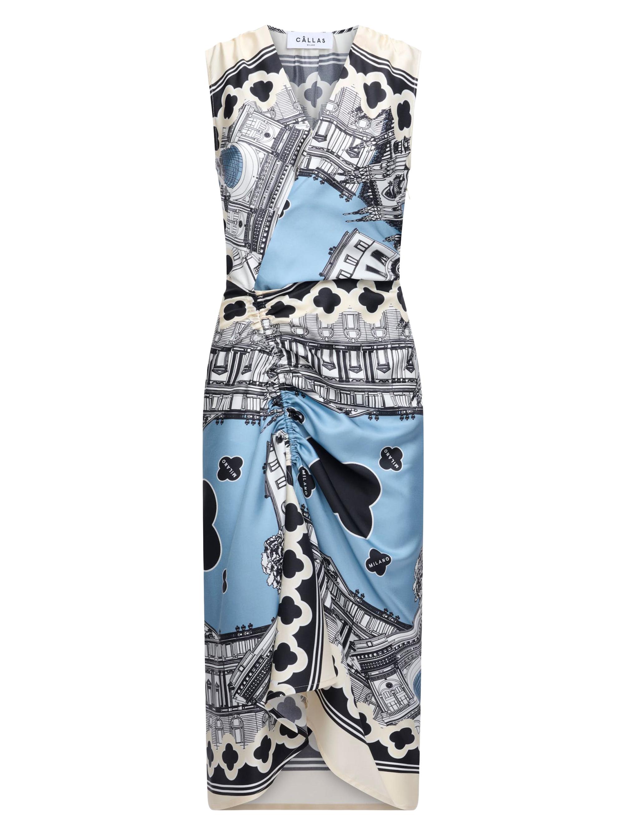 Callas Milano Women's Agnes Sleeveless Draped Dress - Black White