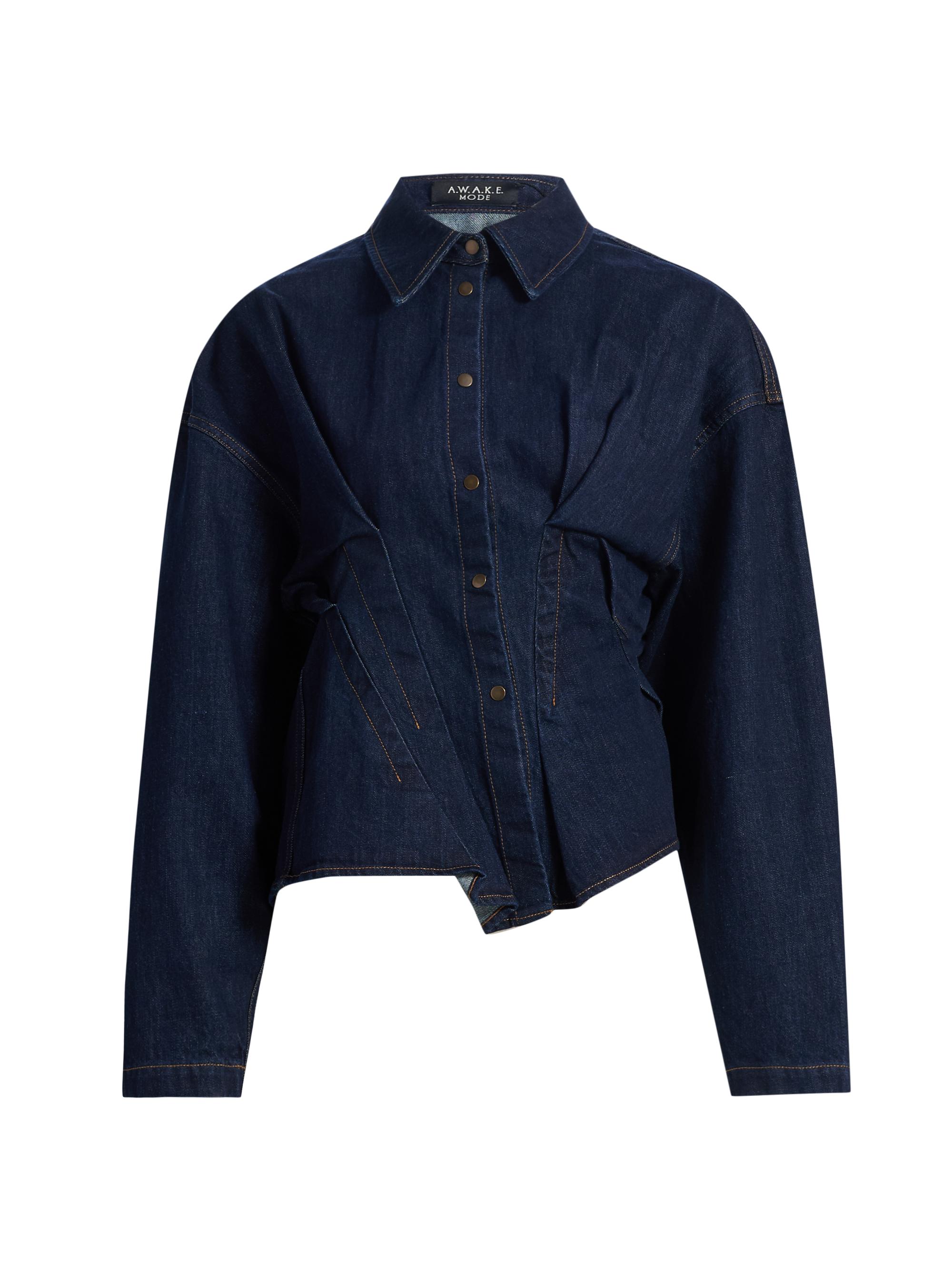 A.W.A.K.E. Mode Women's Twisted Denim Shirt - Indigo Rinse Wash