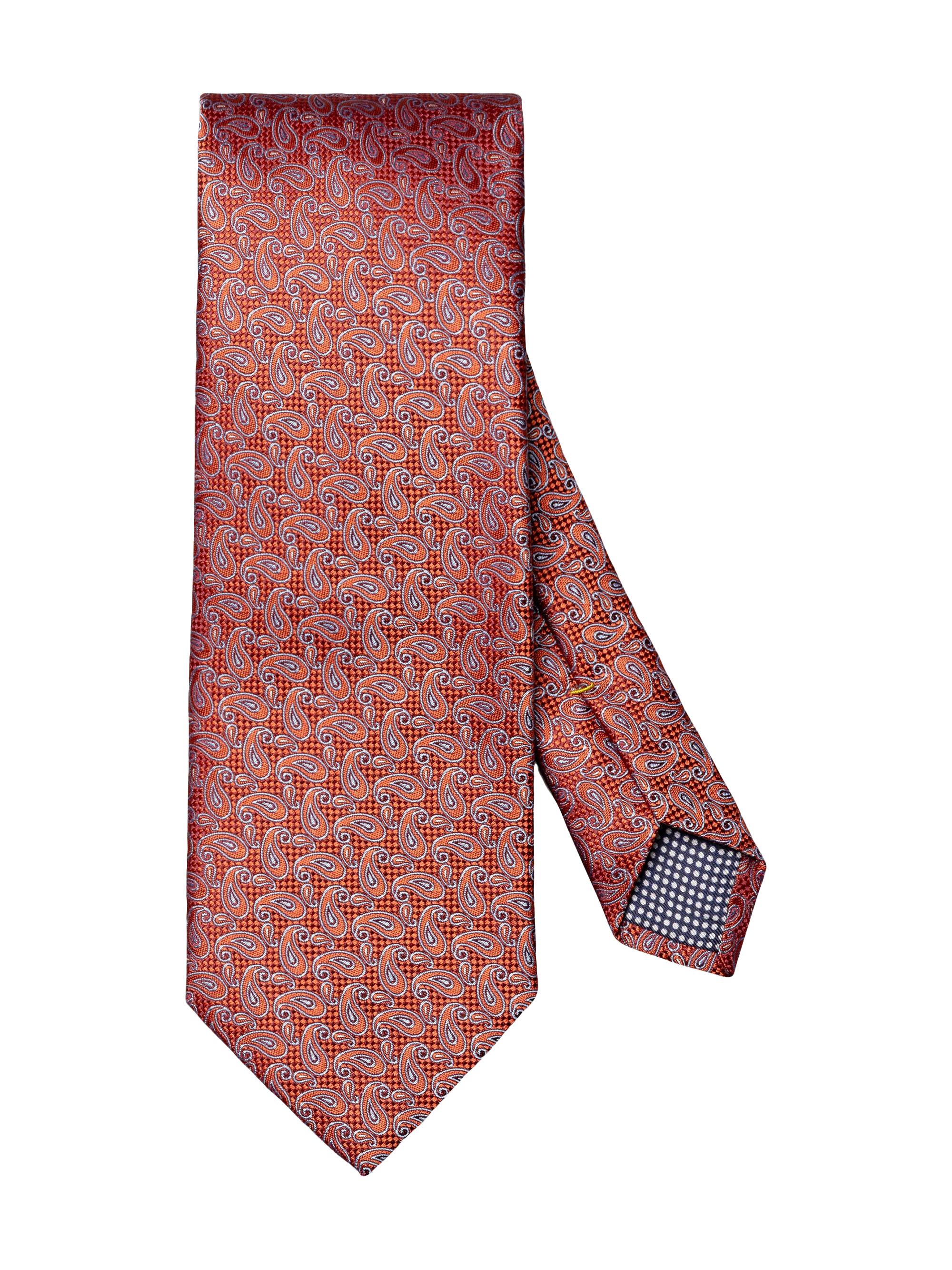 Eton Men's Paisley Silk Tie - Orange