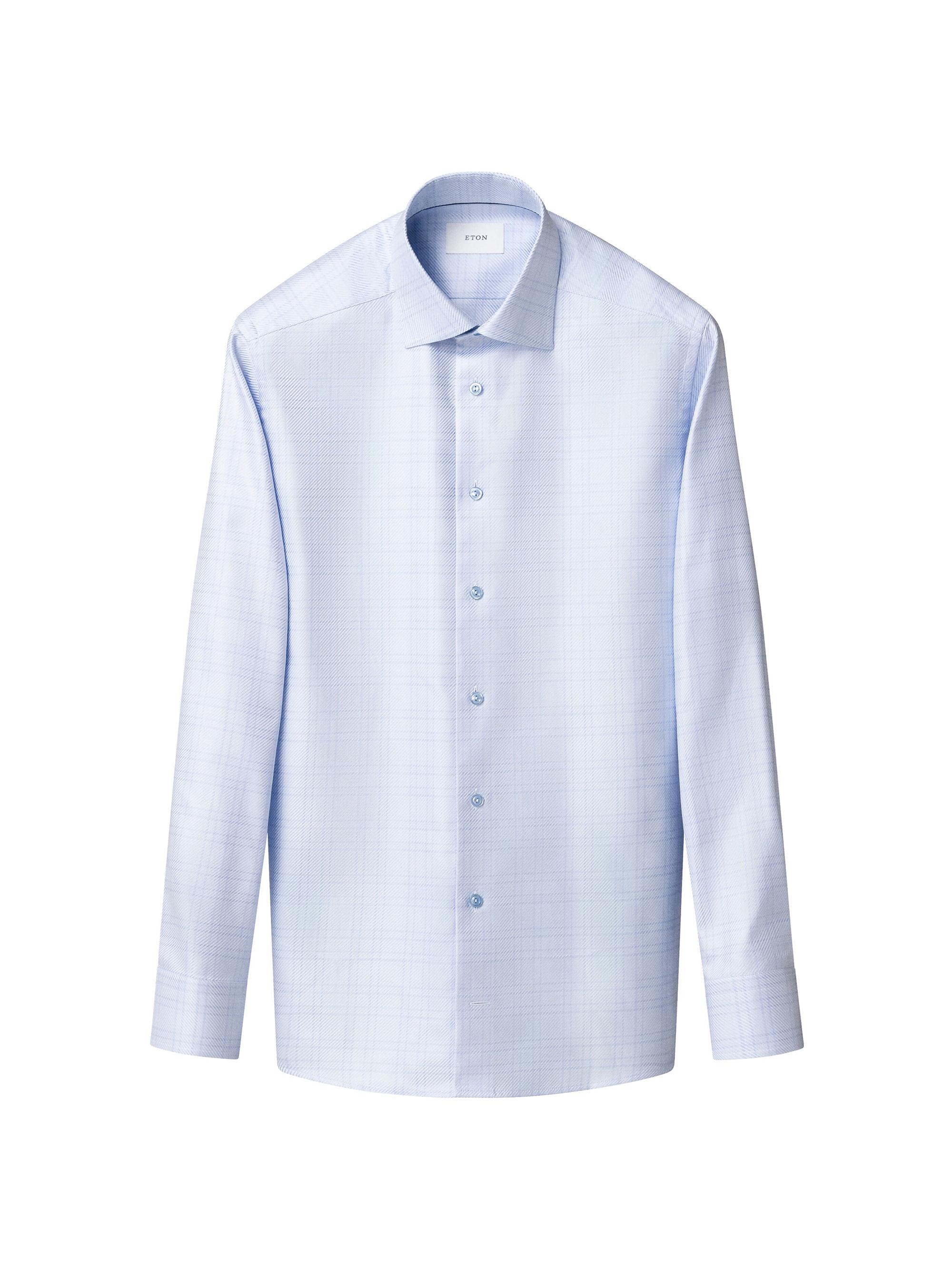 Eton Men's Check Slim-Fit Cotton Twill Shirt - Blue