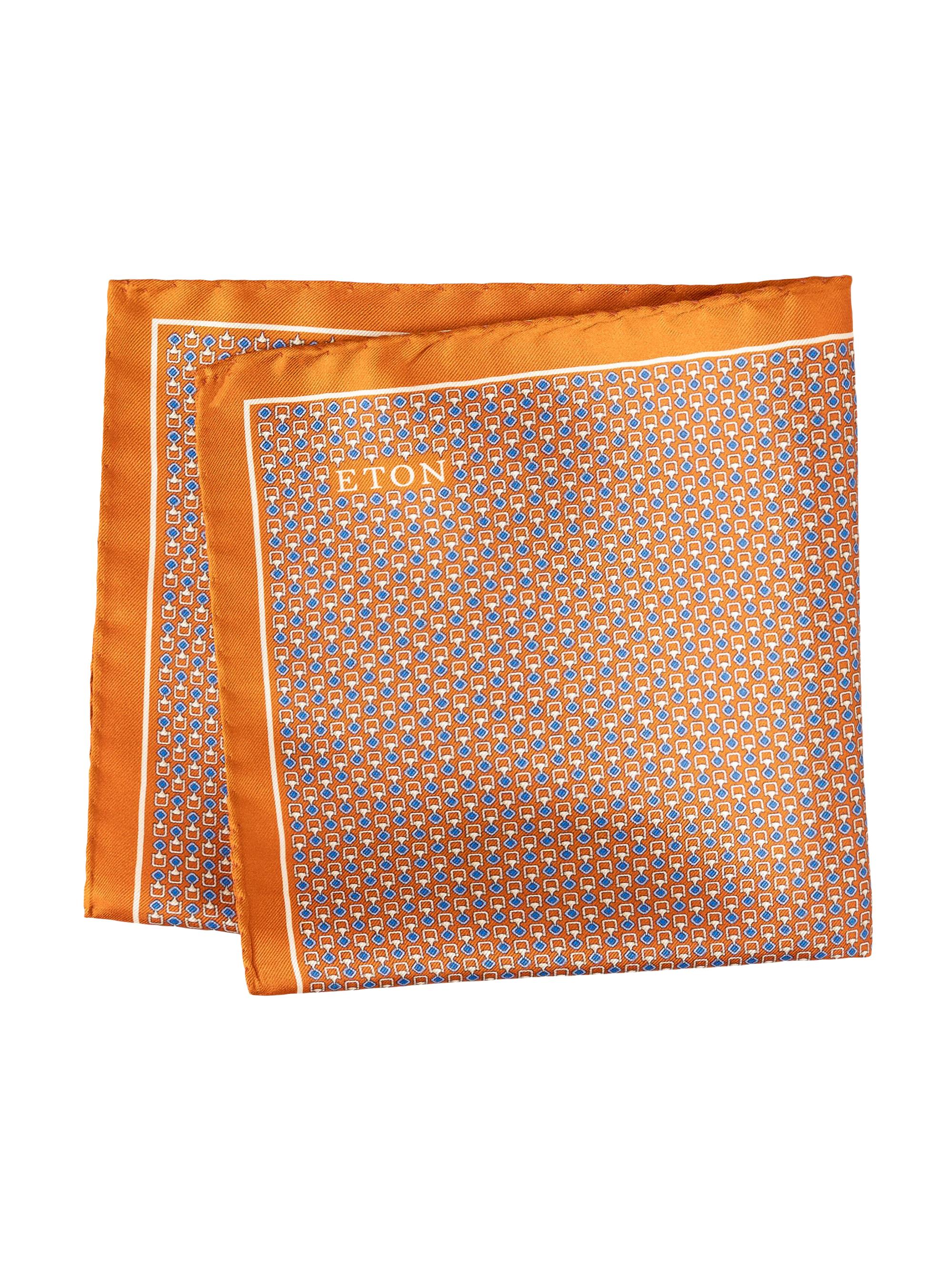 Eton Men's Geometric Silk Pocket Square - Orange