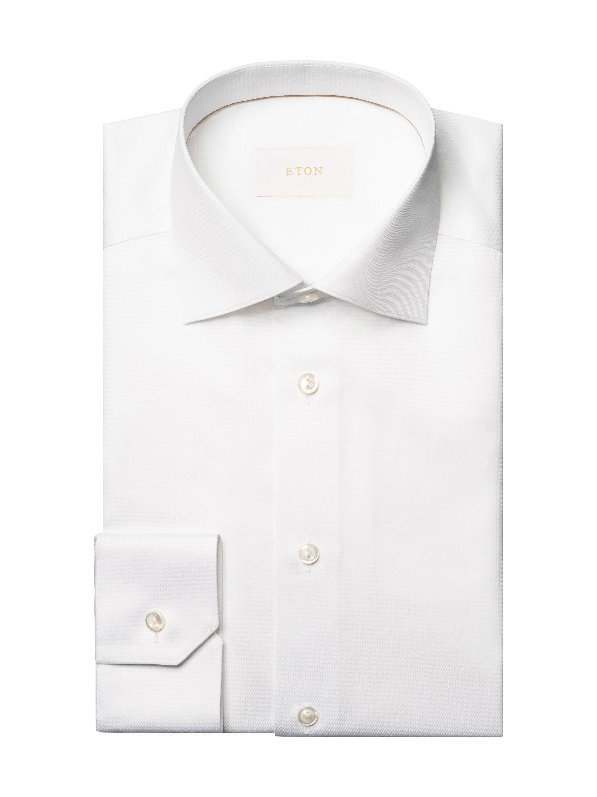 Eton Men's Contemporary-Fit Semi-Solid Elevated Cotton Pique Shirt - White