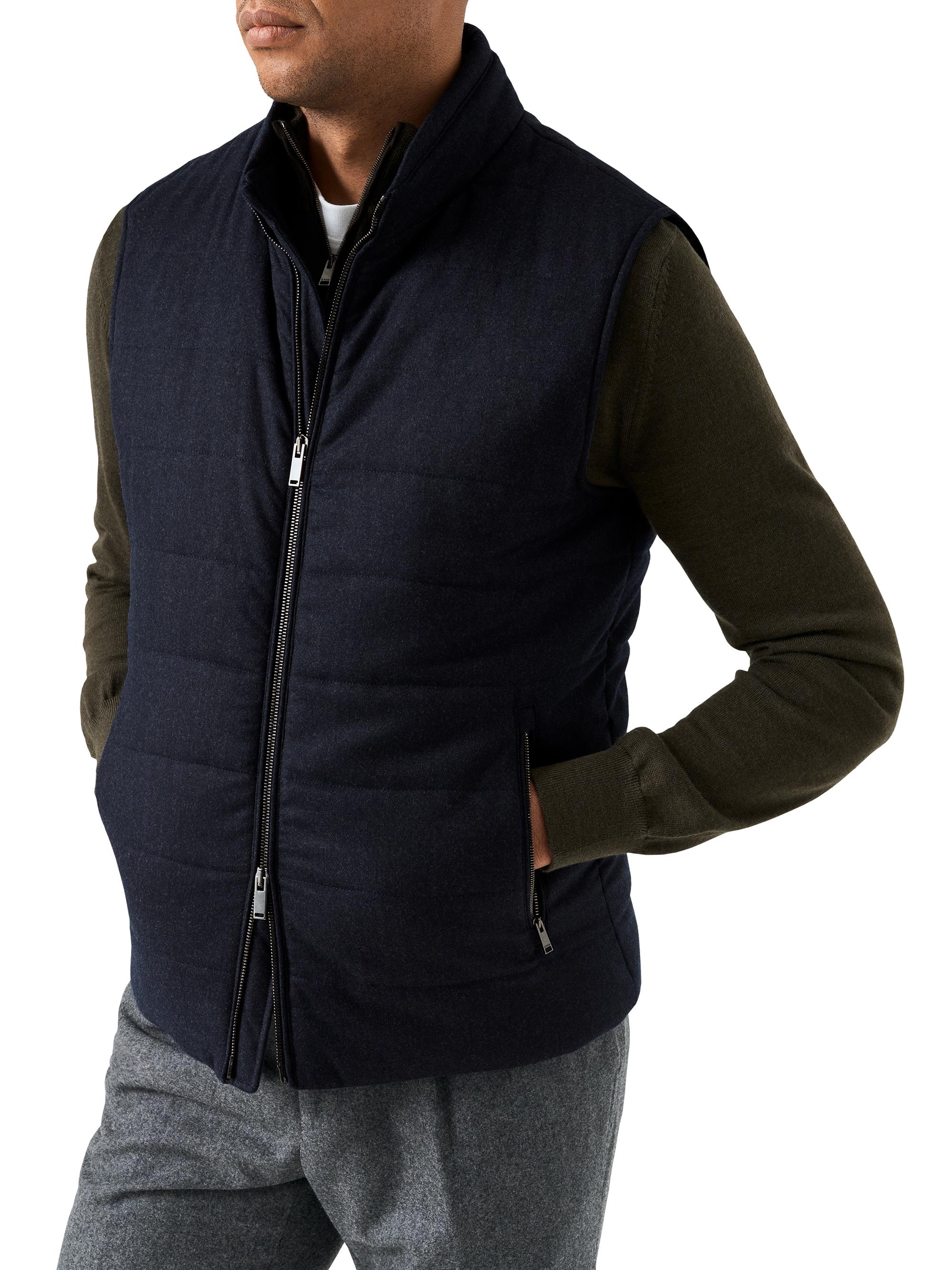 Eton Men's Wool Flannel Padded Vest - Navy