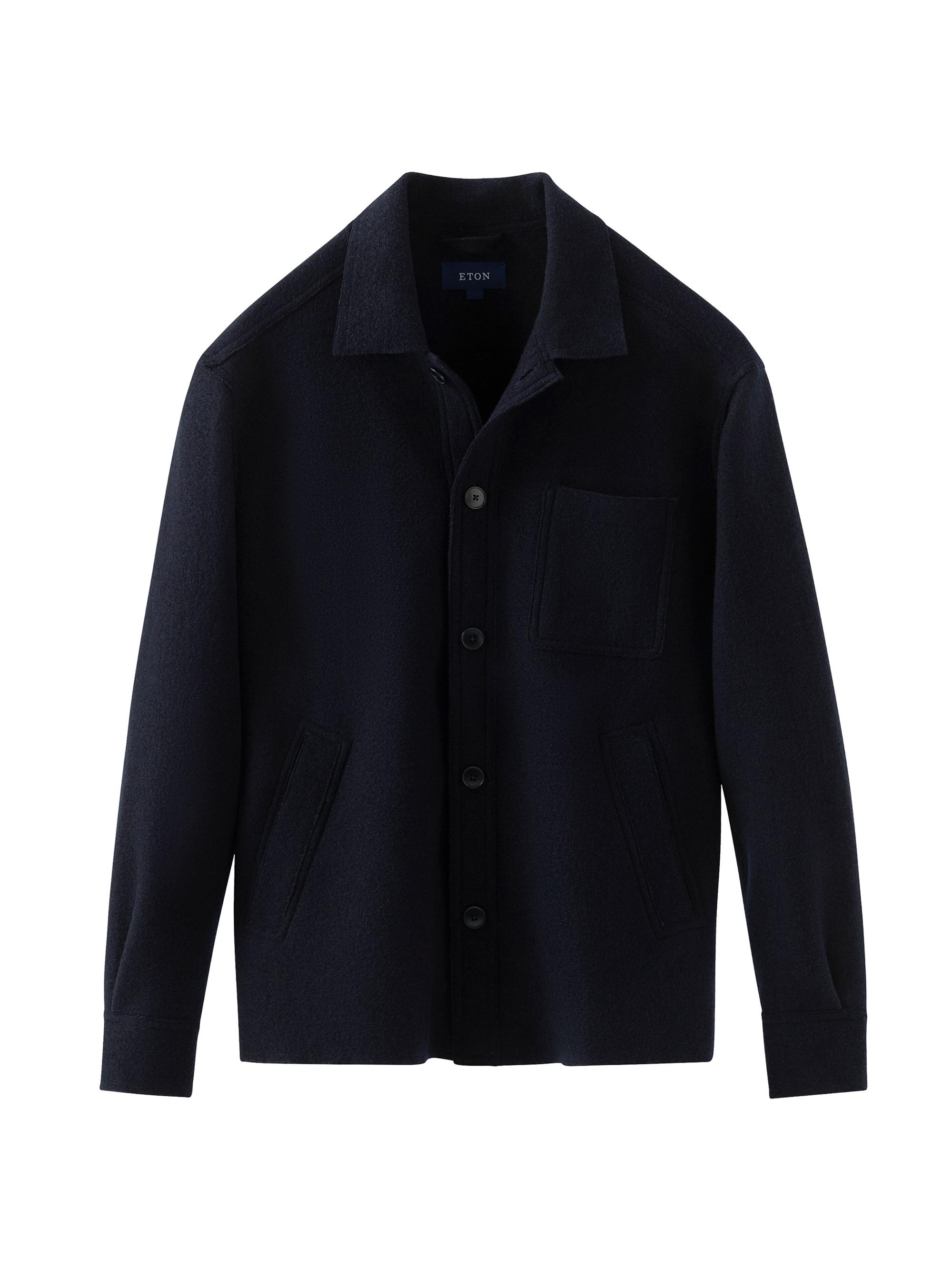 Eton Men's Boiled Wool Overshirt - Navy