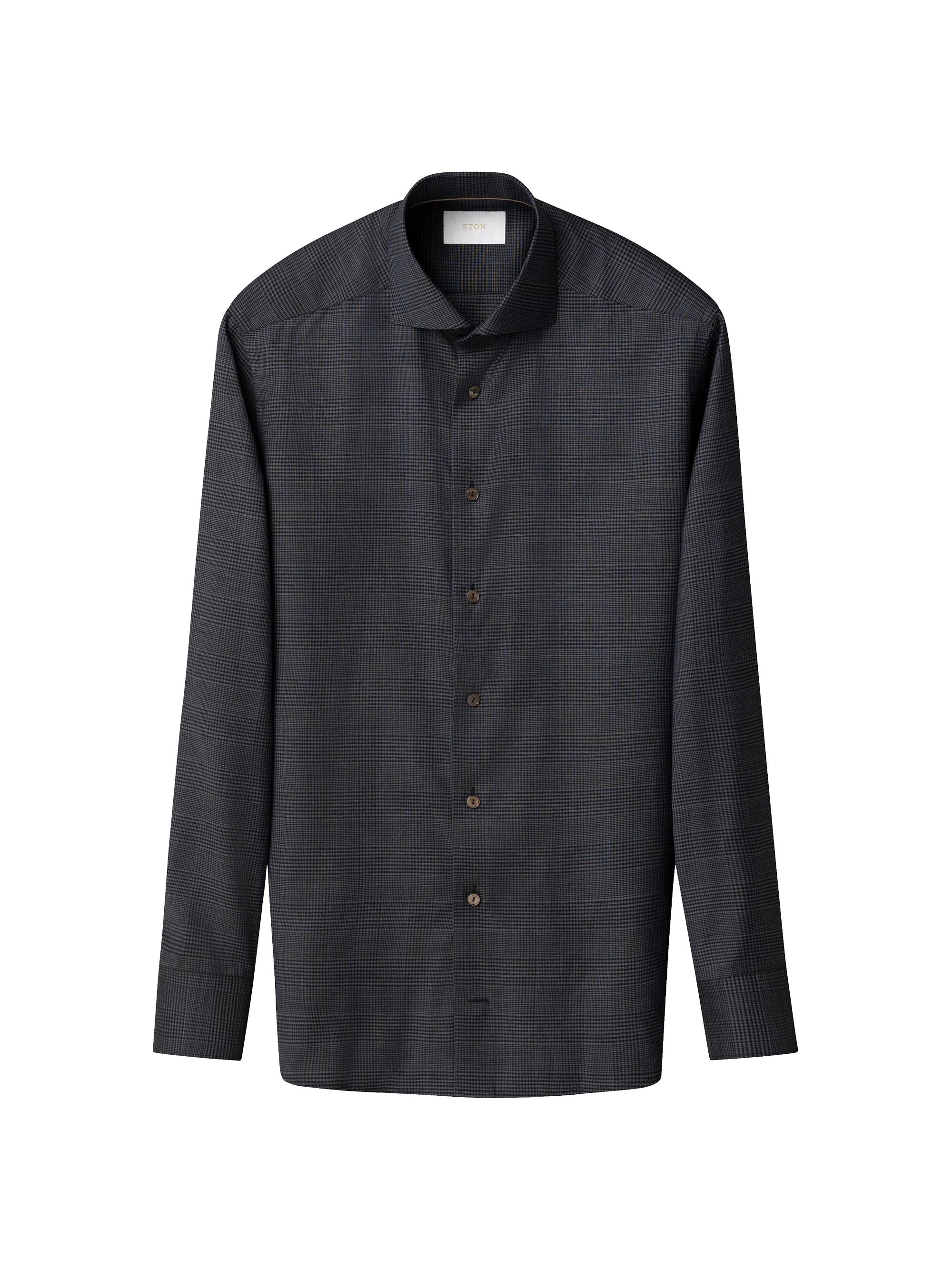 Eton Men's Check Merino Wool Contemporary-Fit Shirt - Grey