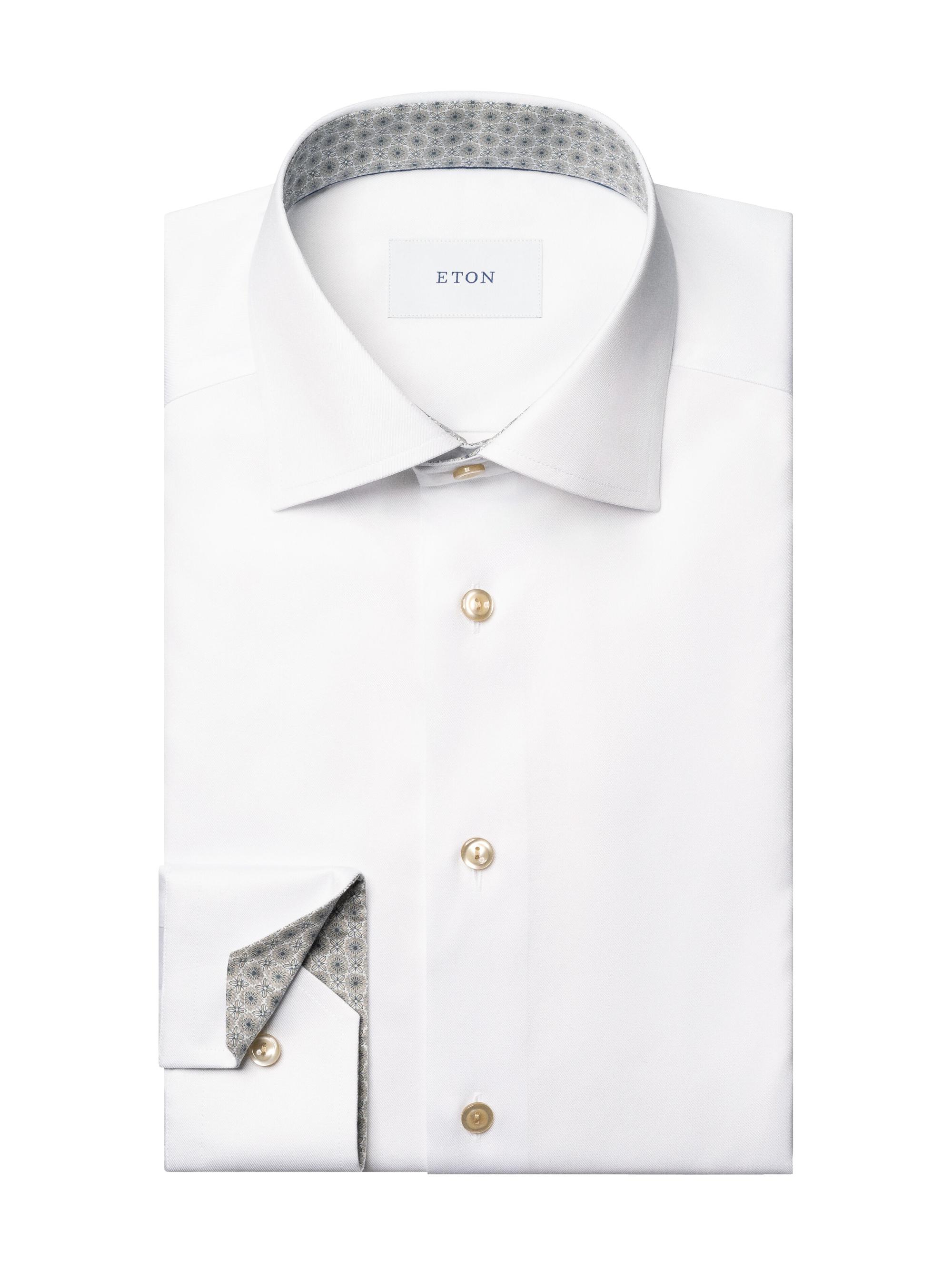 Eton Men's Contemporary-Fit Solid Cotton Twill Shirt - White