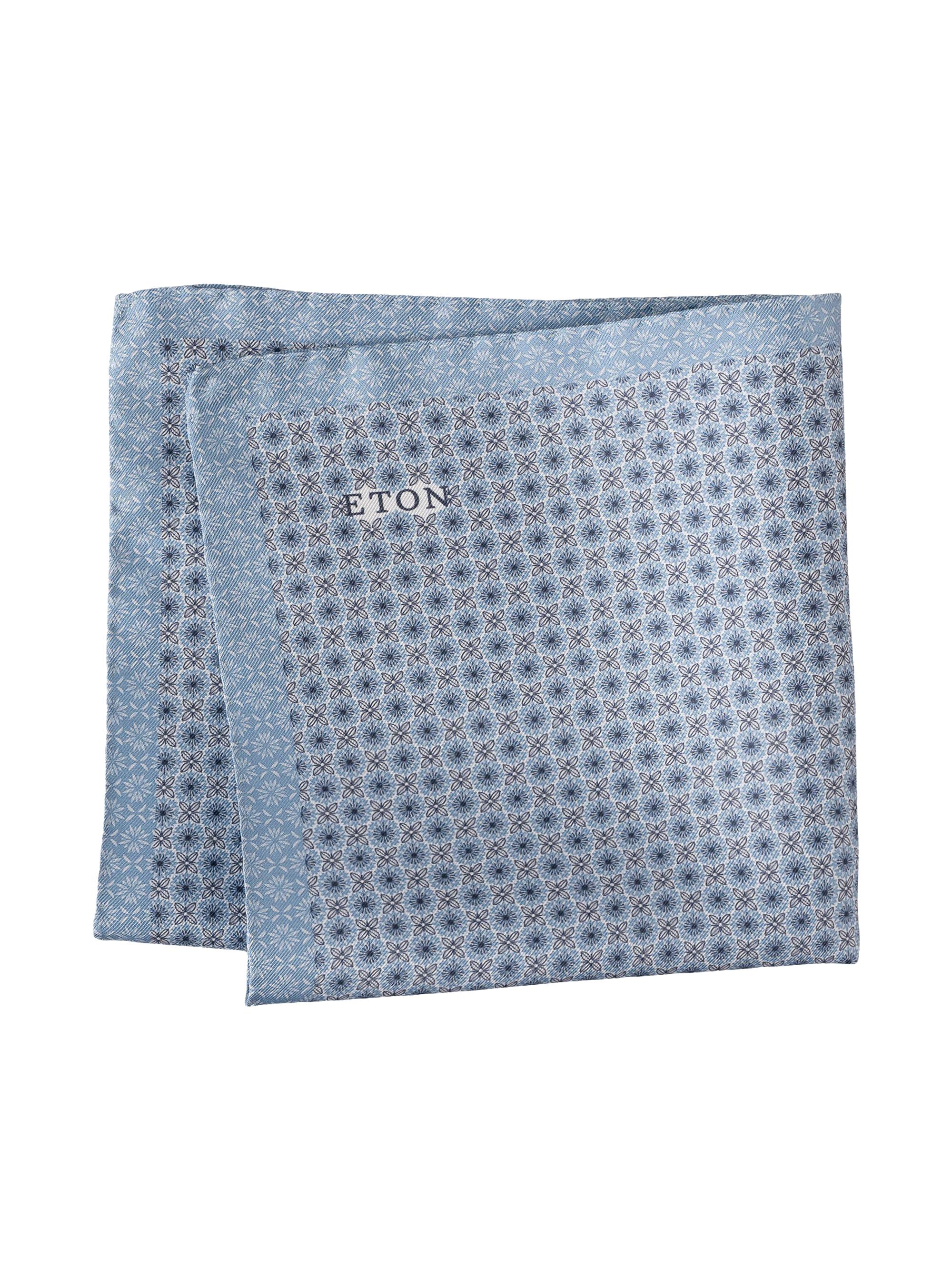 Eton Men's Geometric Silk Pocket Square - Blue