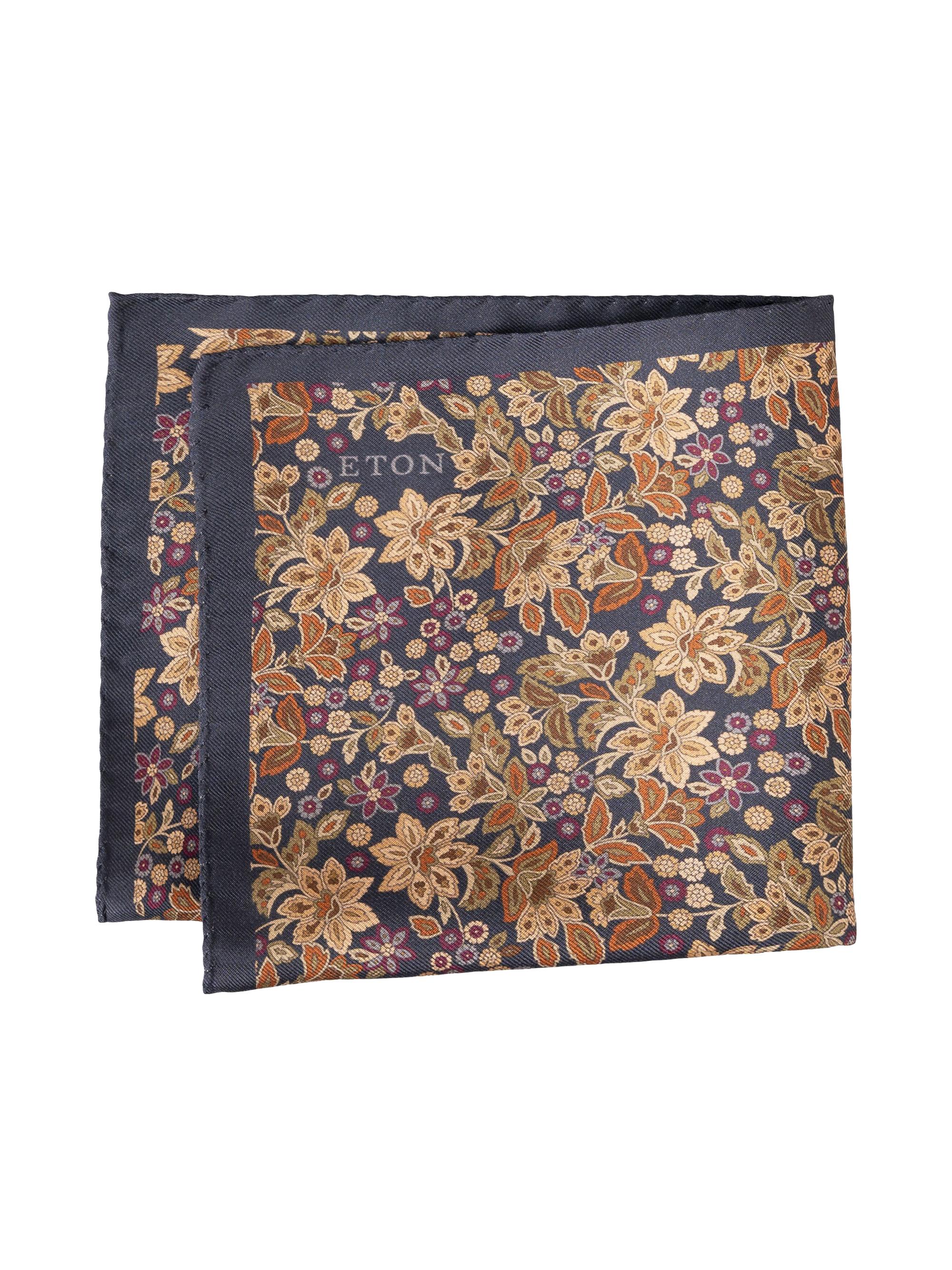Eton Men's Floral Silk Pocket Square - Navy