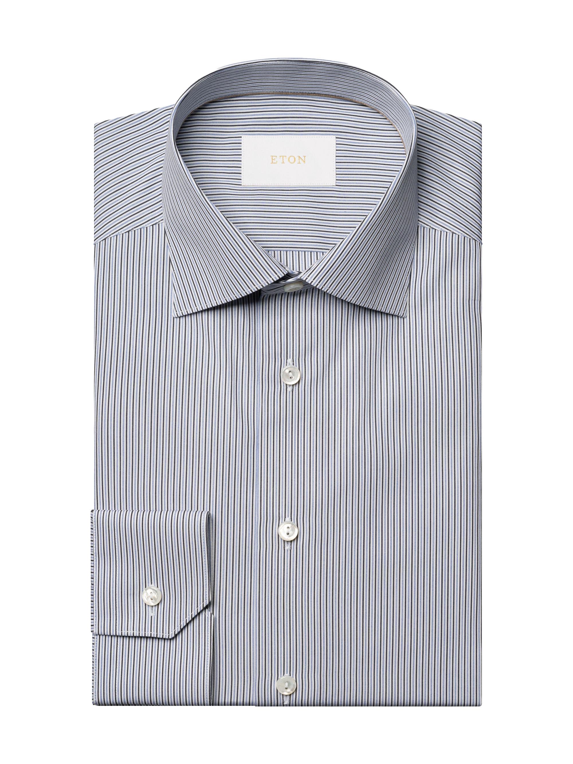 Eton Men's Contemporary-Fit Striped Cotton Poplin Shirt - Navy