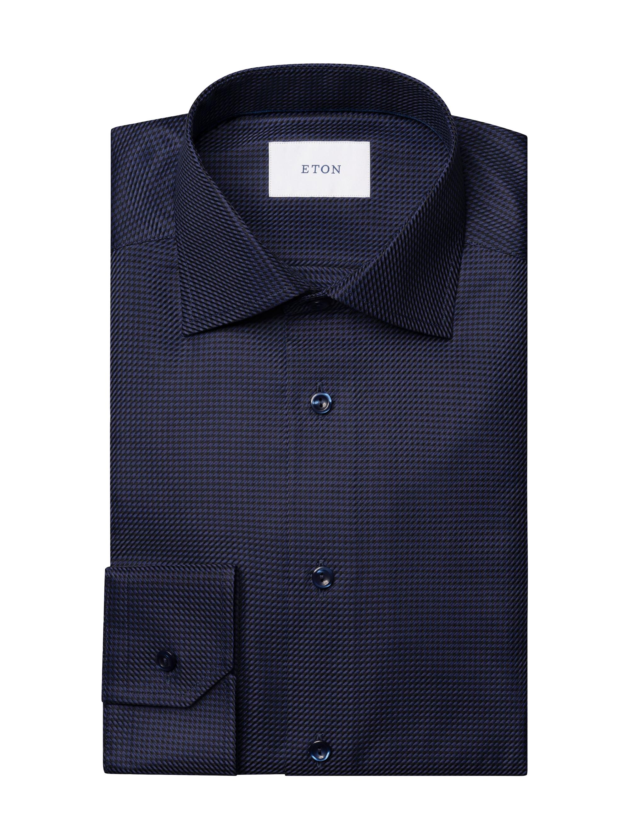 Eton Men's Slim-Fit Check Cotton Twill Shirt - Navy