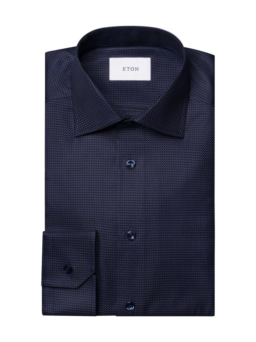 Eton Men's Slim-fit Check Cotton Twill Shirt In Blue