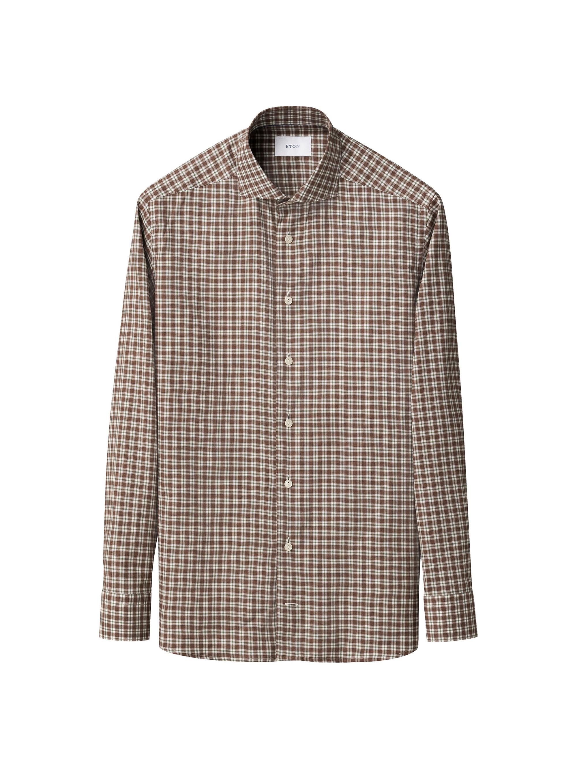 Eton Men's Check Cotton Slim-Fit Button-Front Shirt - Brown