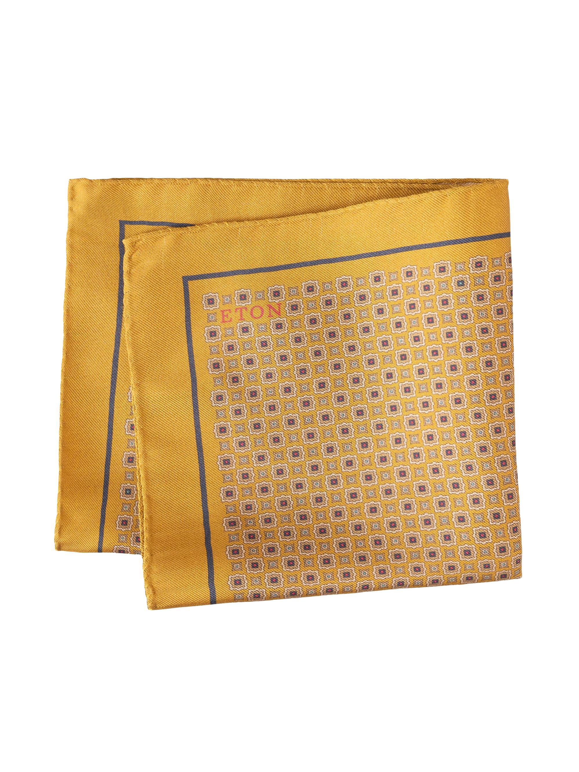 Eton Men's Geometric Silk Pocket Square - Yellow
