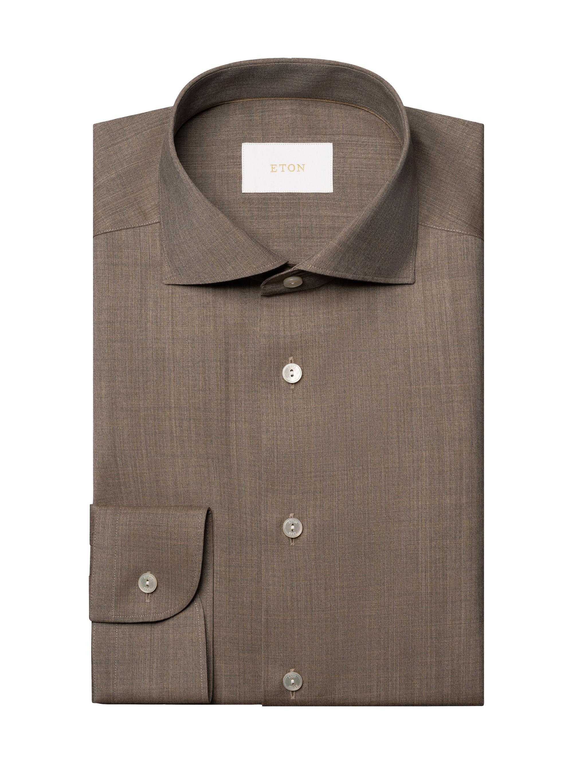 Eton Men's Slim-Fit Solid Merino Wool Shirt - Beige