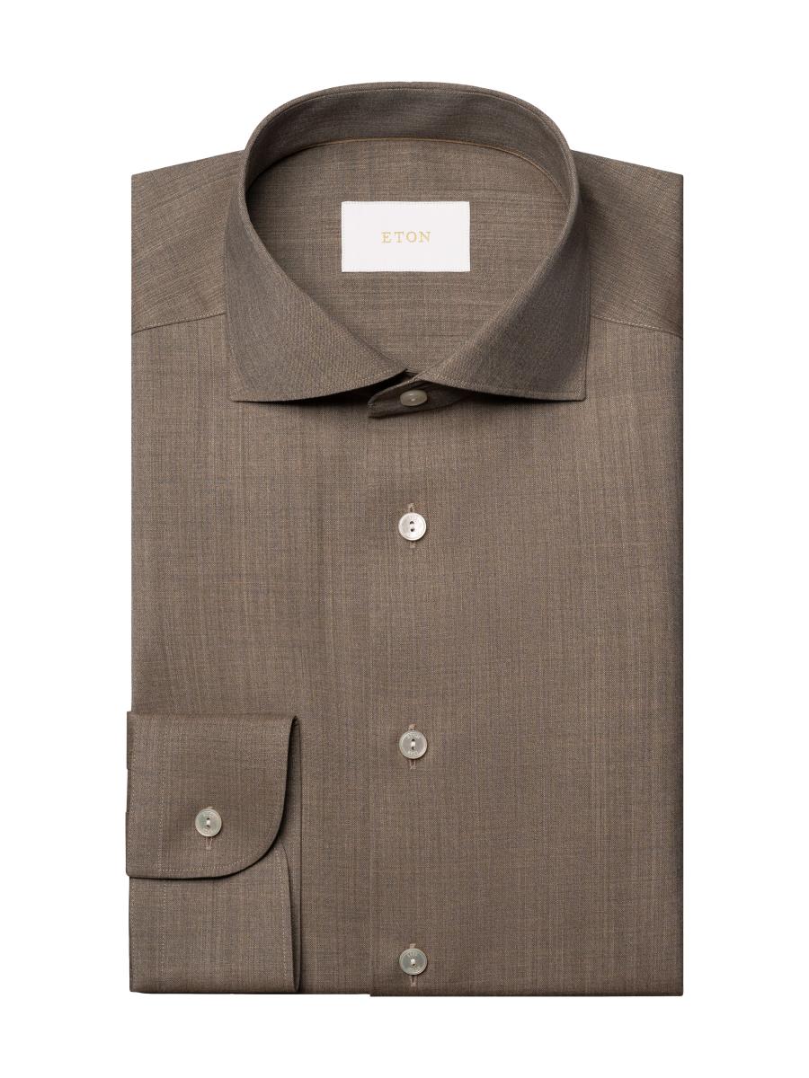 Eton Men's Slim-fit Solid Merino Wool Shirt In Sand