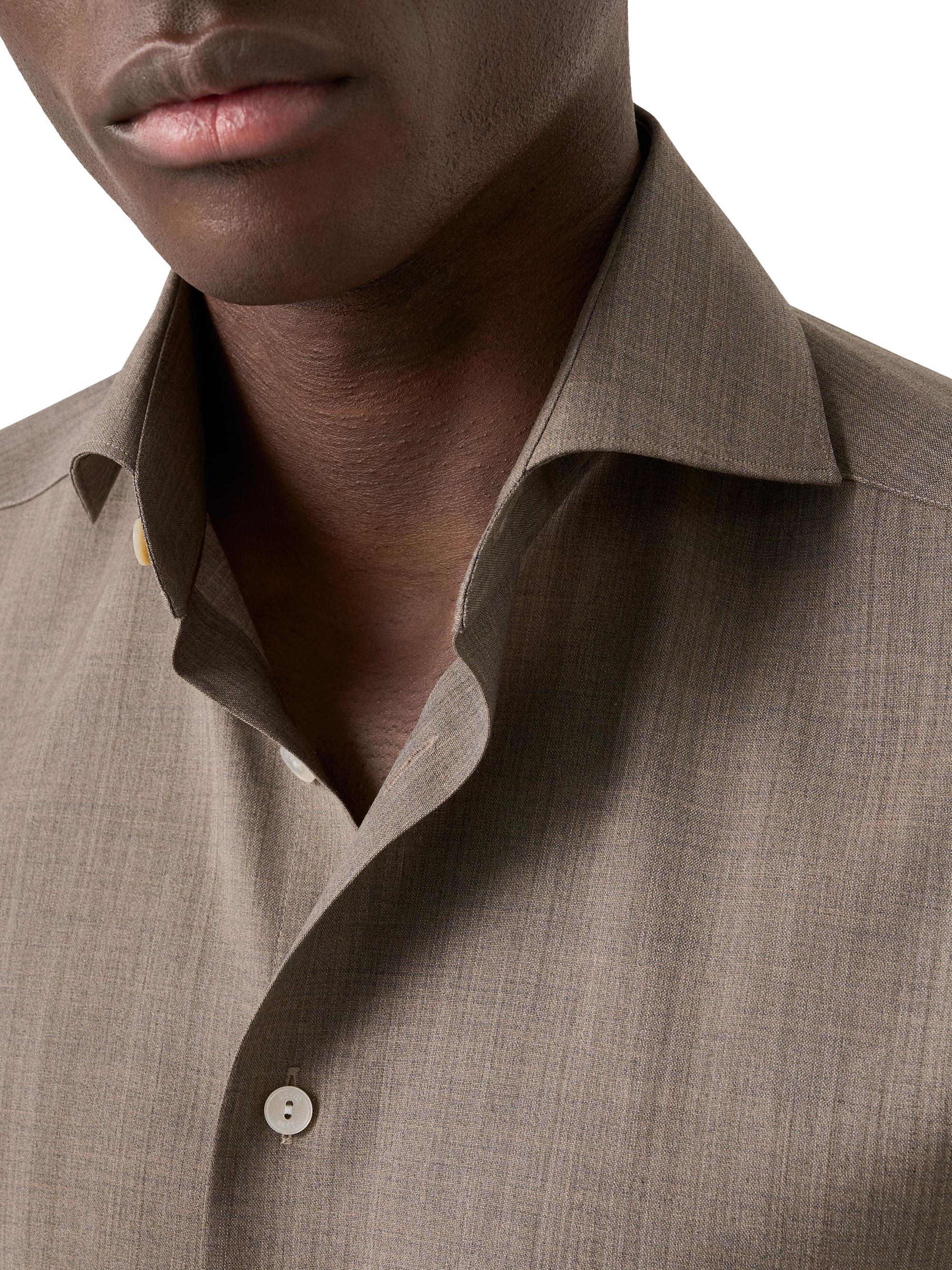 merino wool dress shirt Single Pocket Italian Navy / XS / Modern heavier weight drape The Merino Wool Knit Shirt