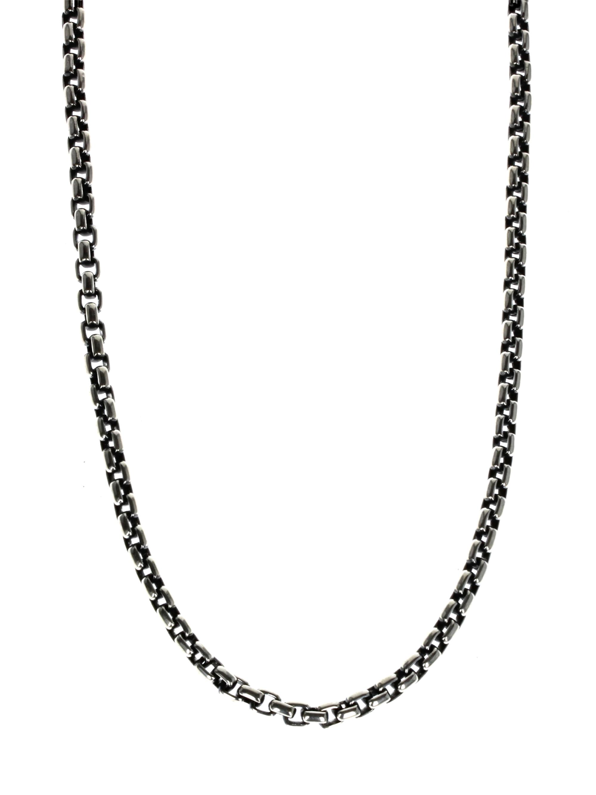 King Baby Studio Men's Sterling Silver Box Chain Necklace - Silver