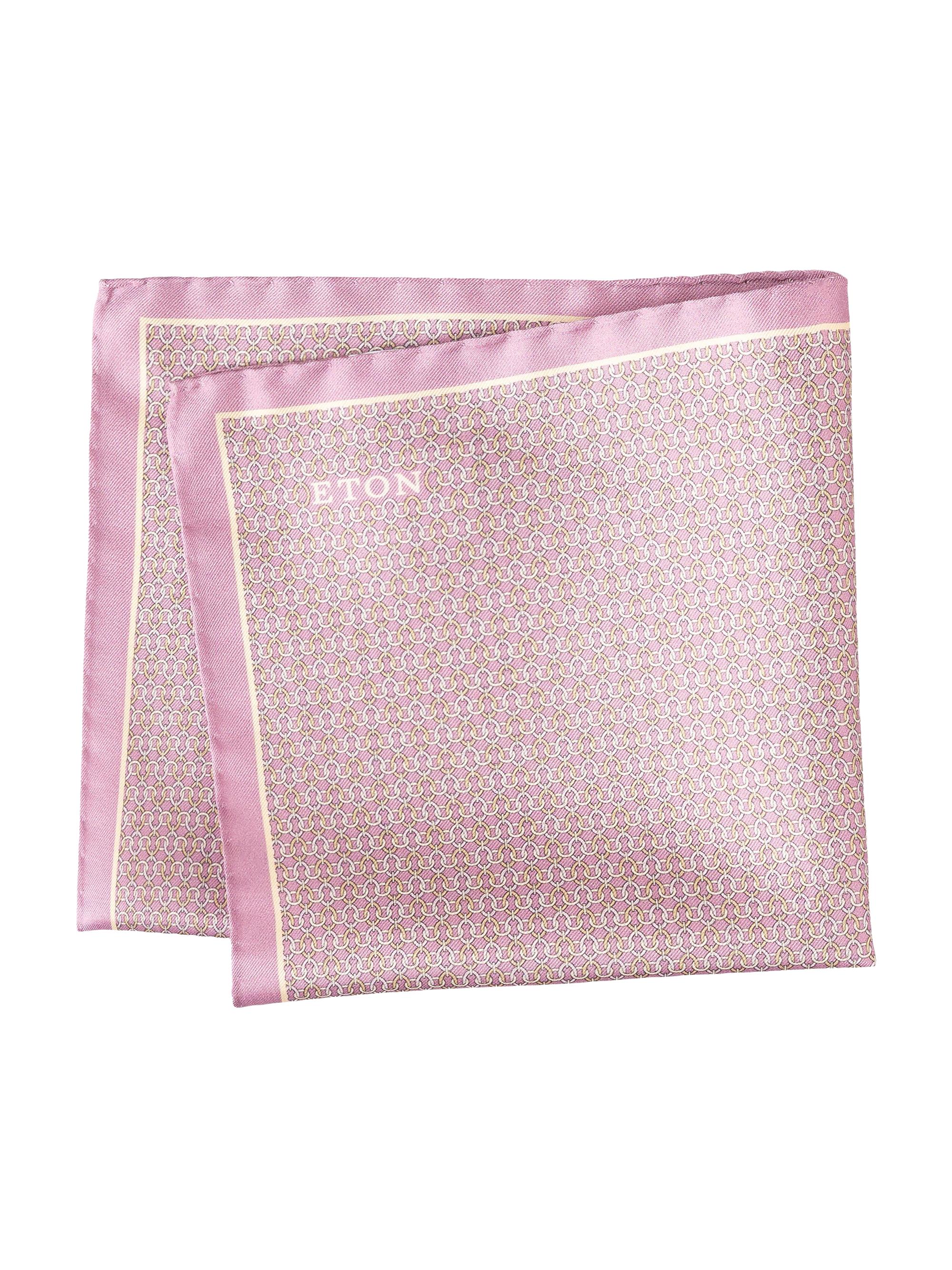 Eton Men's Geometric Print Silk Pocket Square - Pink