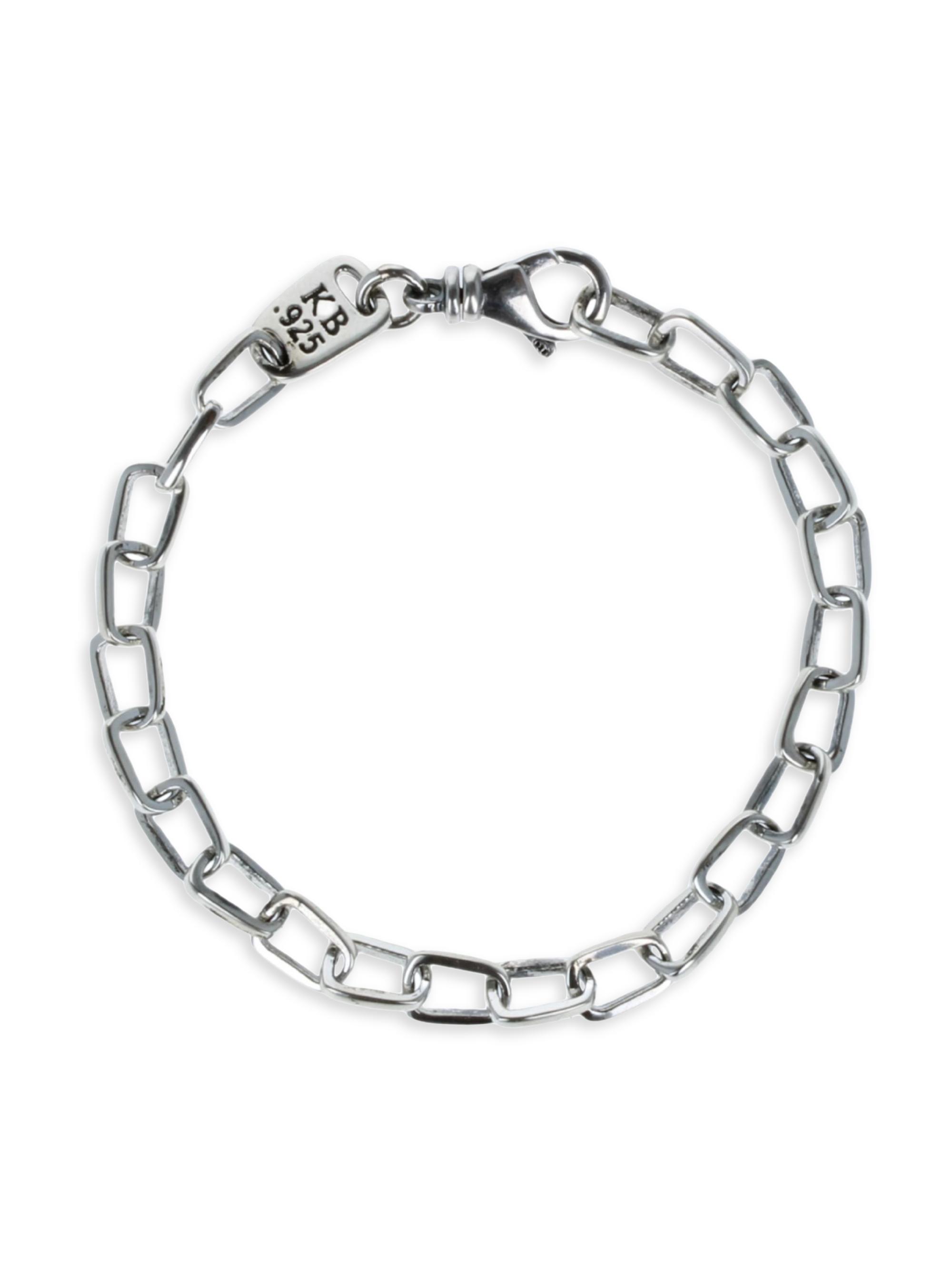 King Baby Studio Men's Pop Top Sterling Silver Chain Bracelet - Silver