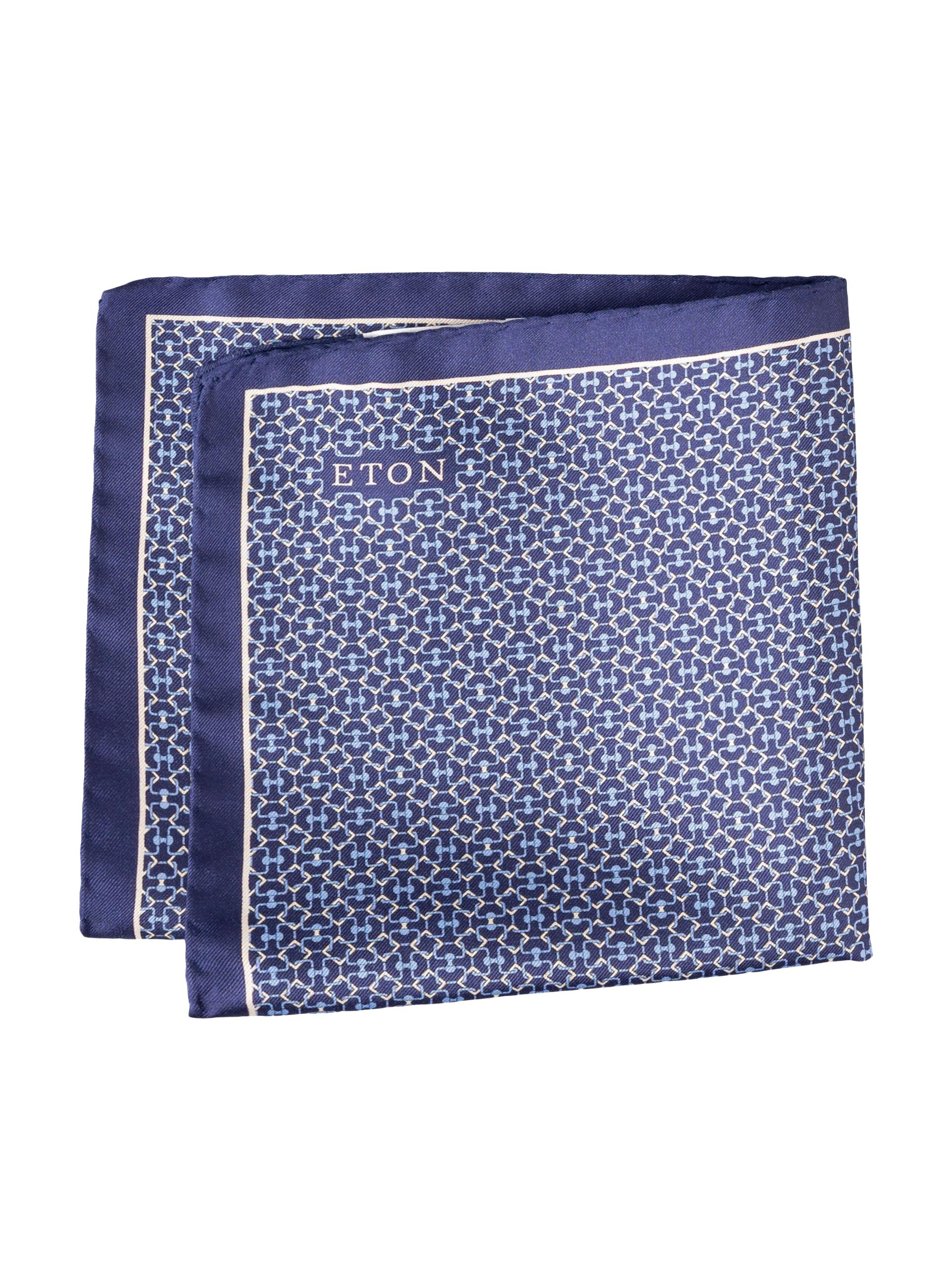 Eton Men's Geometric Silk Pocket Square - Navy