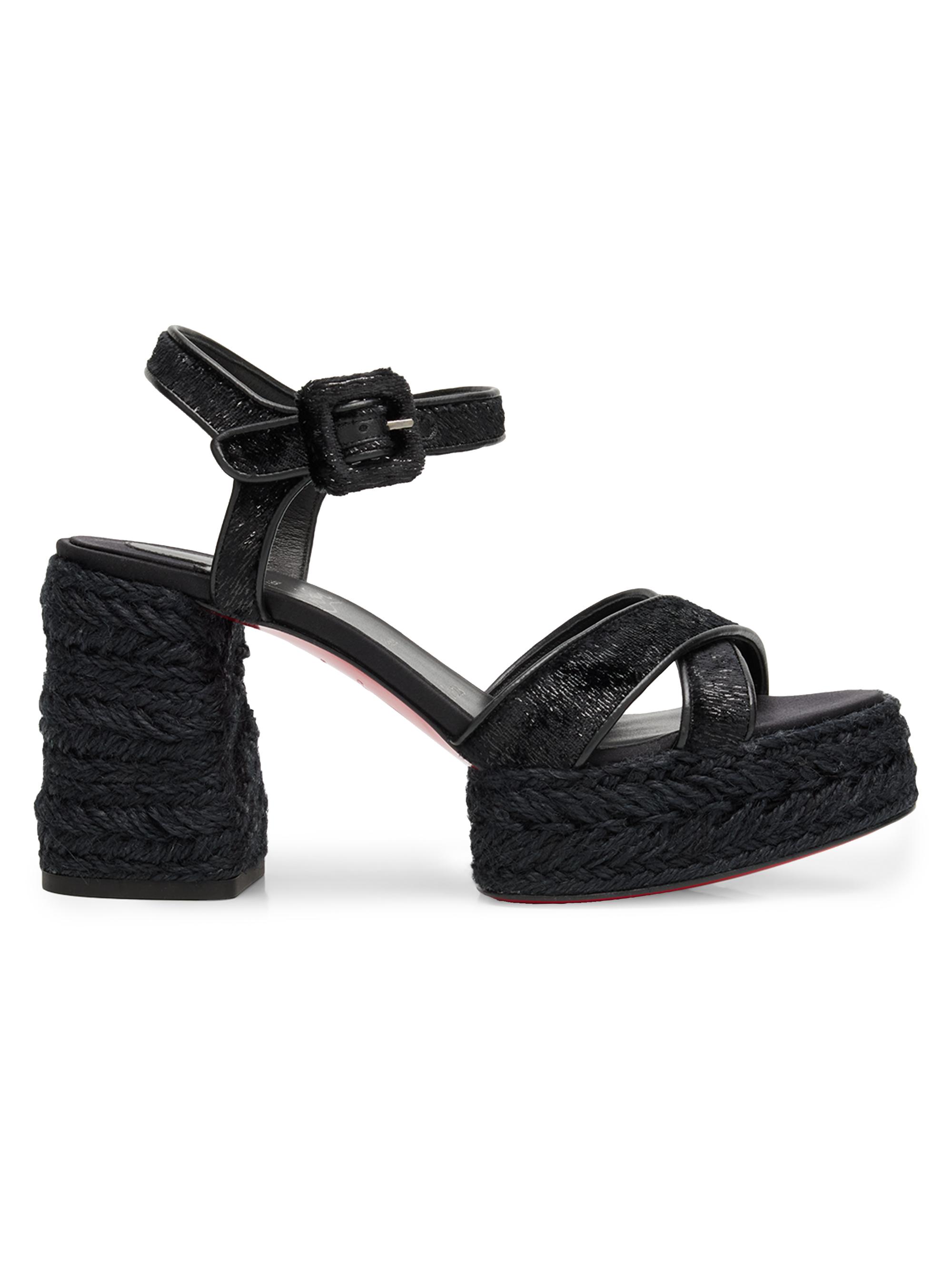 Christian Louboutin Women's Calakala 85MM Velvet Platform Sandals - Black
