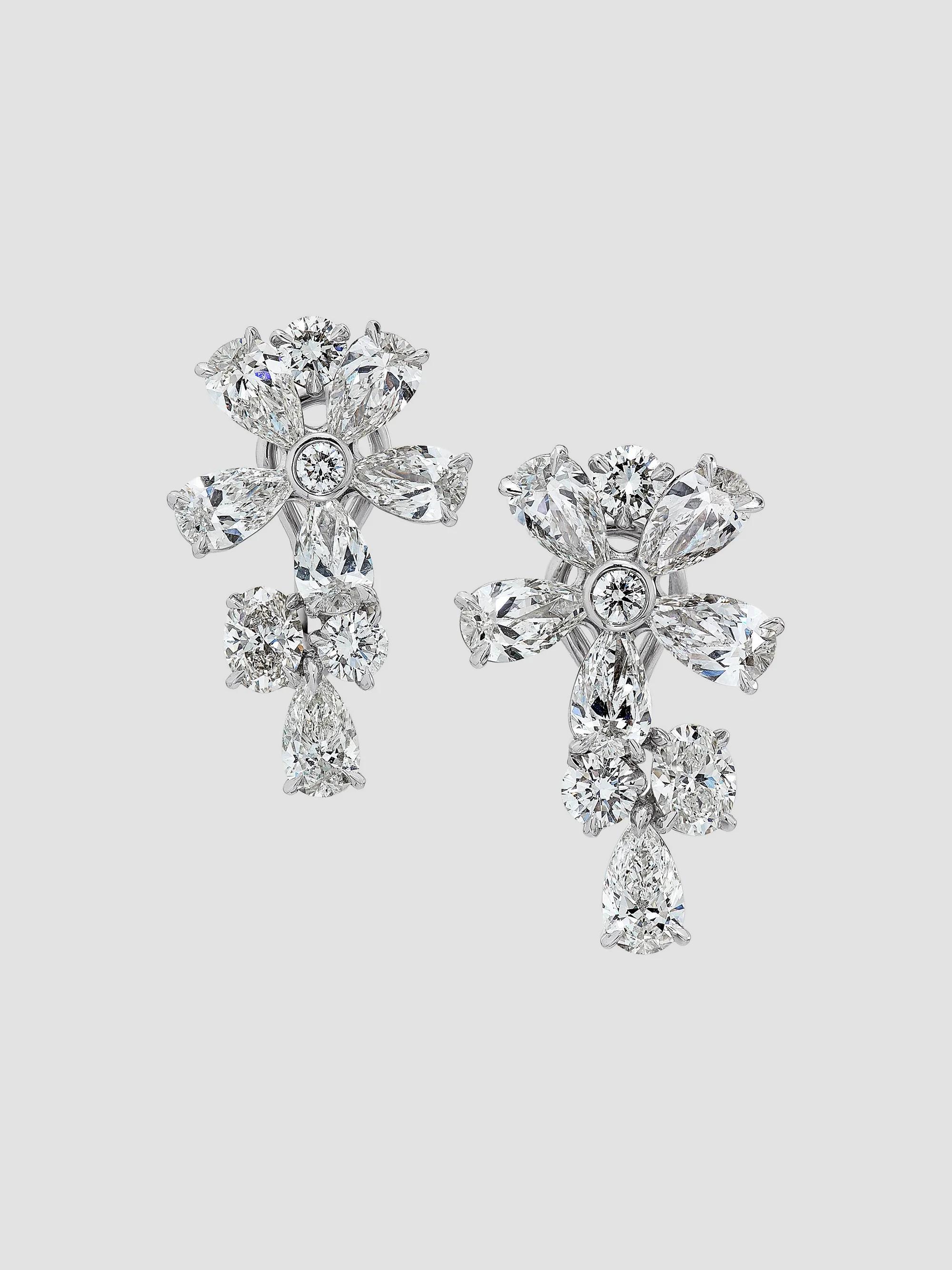 Women's Platinum & 8.06 TCW Diamond Flower Stud Earrings - Platinum