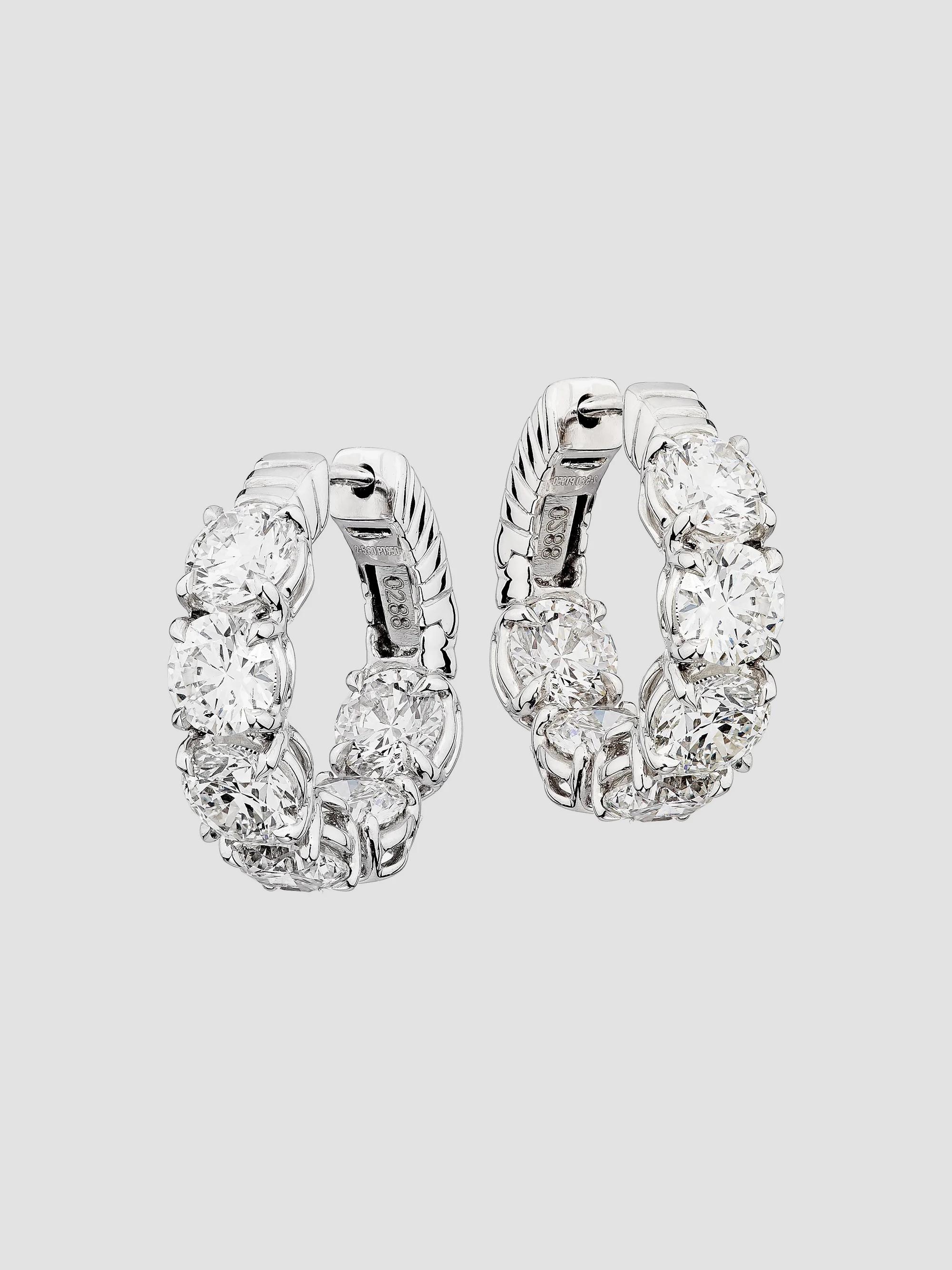 Women's Platinum & 5.80 TCW Diamond Huggie Earrings - Platinum