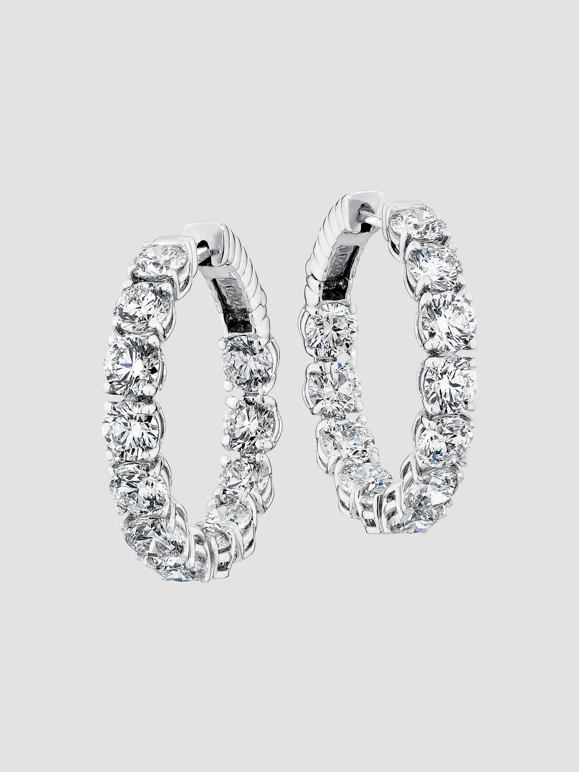 Women's 18K White Gold & 7.62 TCW Diamond Hoop Earrings - White