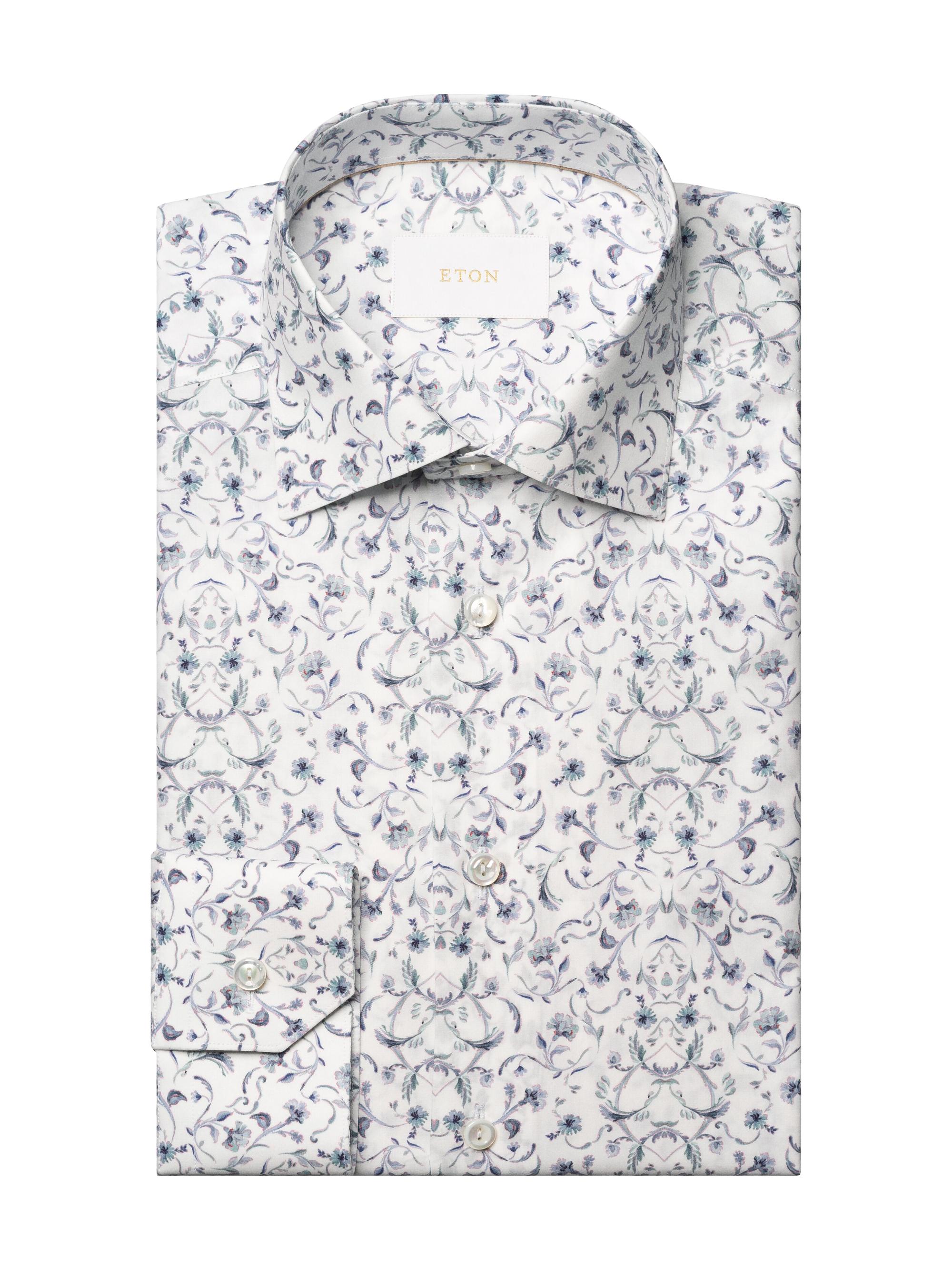Eton Men's Contemporary-Fit Floral Button-Front Shirt - Blue