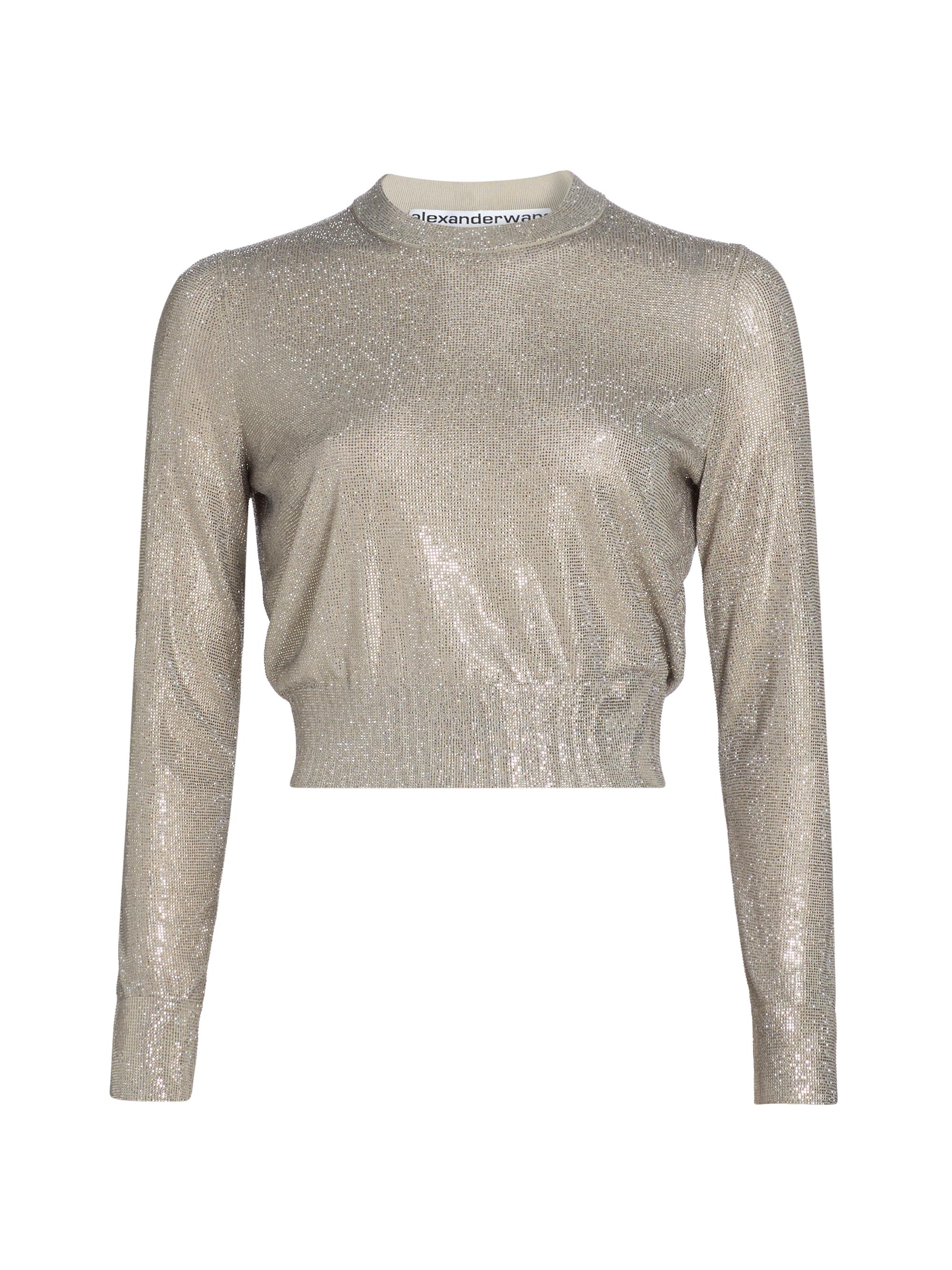 Alexander Wang Women's Metallic Shimmer Jersey Top - Champagne