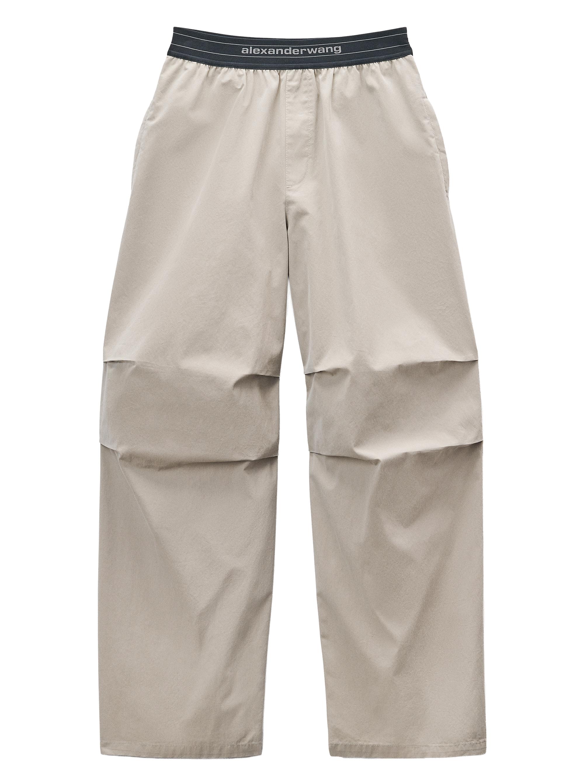 Alexander Wang Women's Logo Cotton-Blend Pleated Mid-Rise Pants - Stone