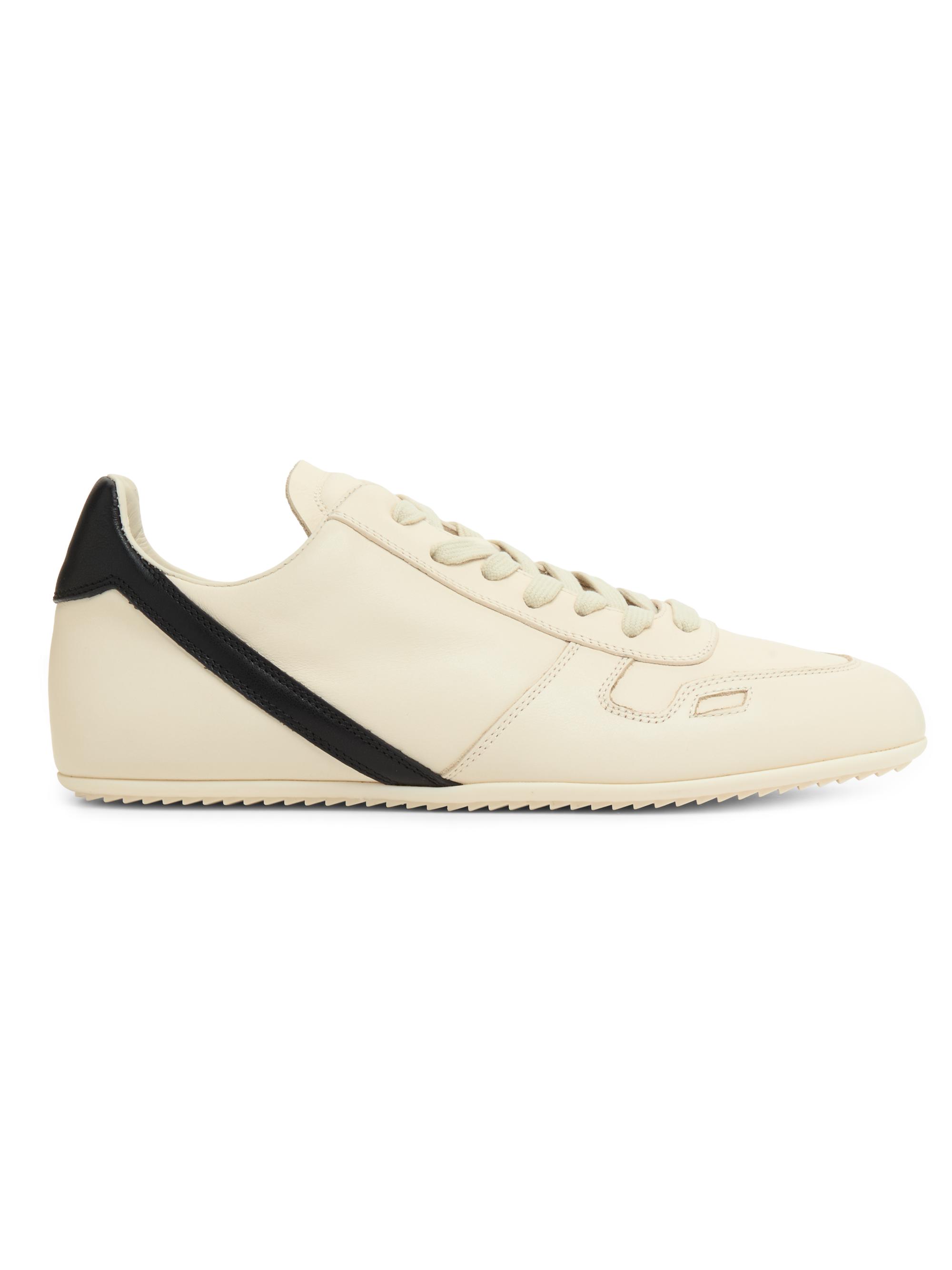 Rick Owens Women's Minimal Leather Low-Top Sneakers - Milk Black