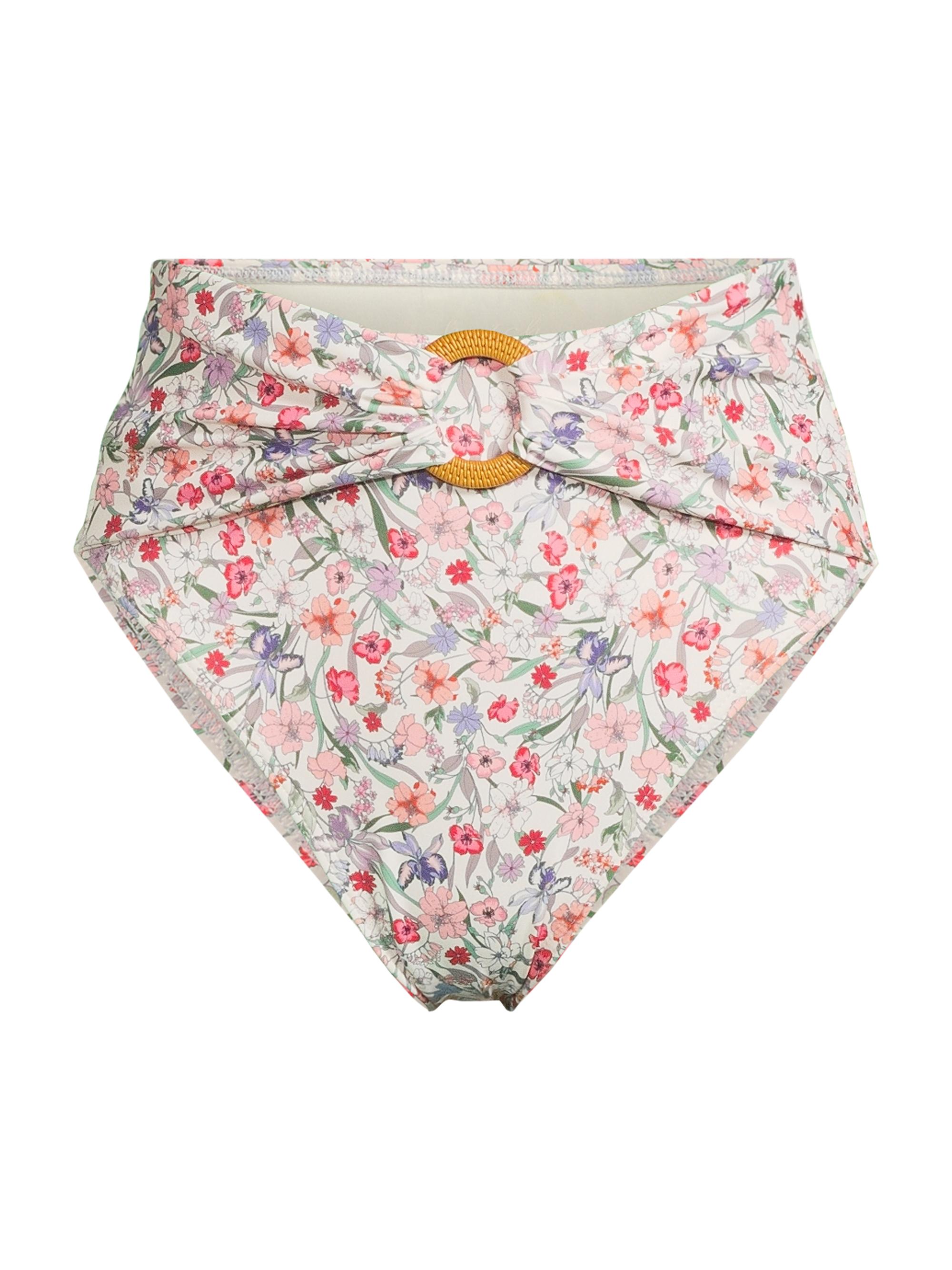 Hutch Women's Iona High-Rise Bikini Bottom - White Tropical Garden
