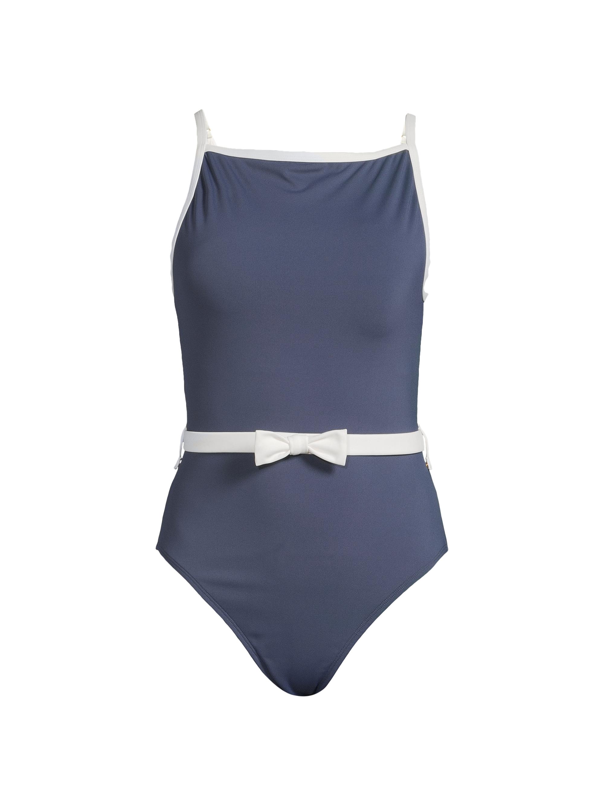 Hutch Women's Marie Belted One-Piece Swimsuit - Navy White Colorblock