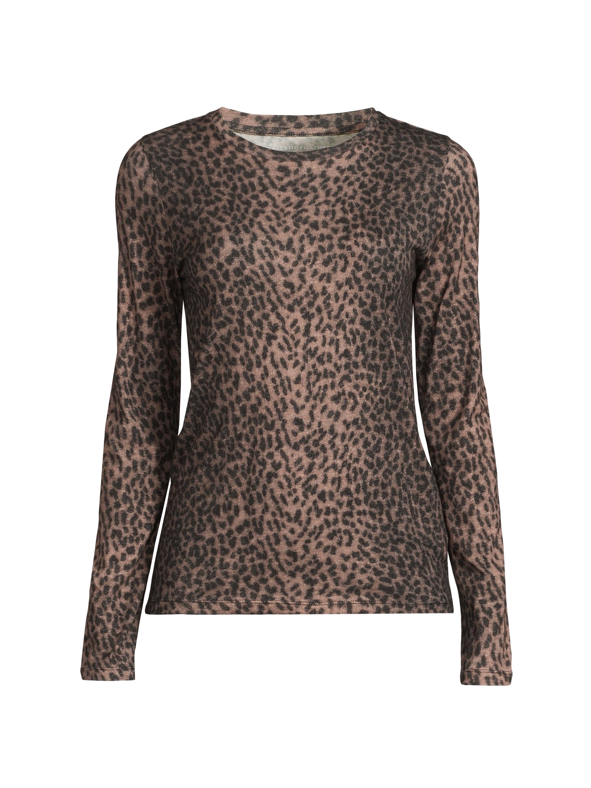 Majestic Filatures Women's Leopard-Print Cotton-Cashmere Top - Rosewood