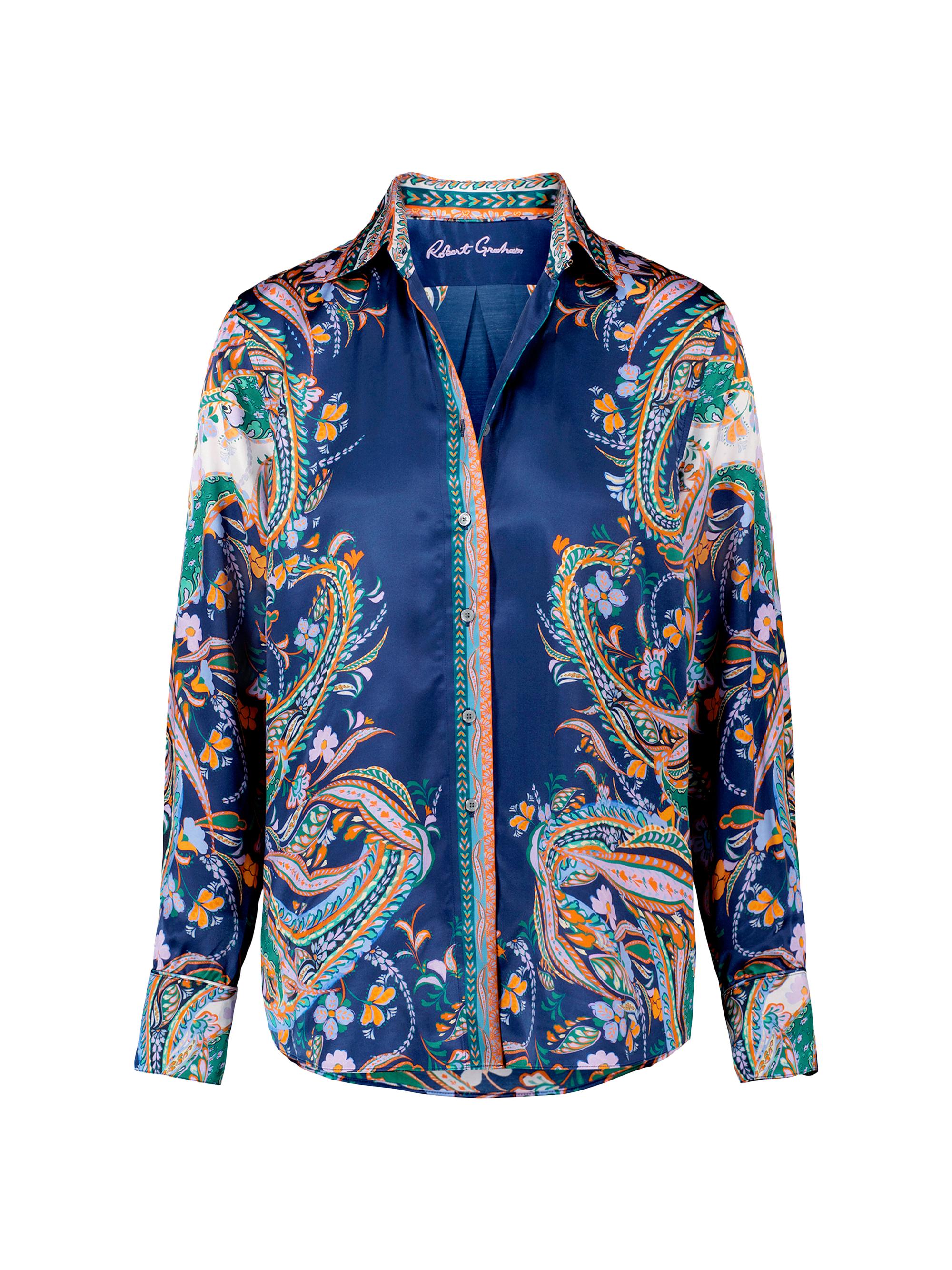 Robert Graham Women's Carrie Vintage-Inspired Floral Silk Charmeuse Shirt